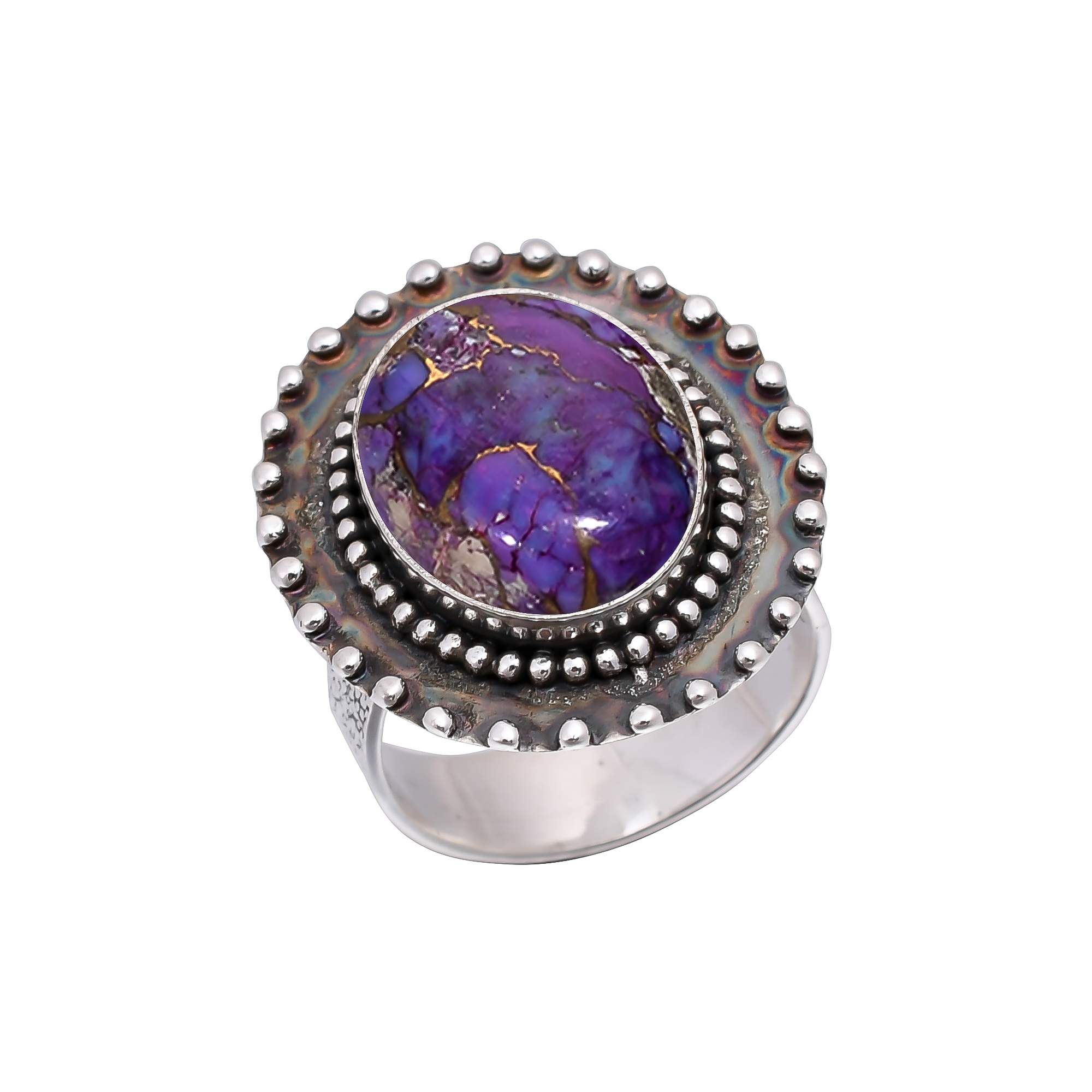 Copper Purple Turquoise 925 Sterling Silver Ring