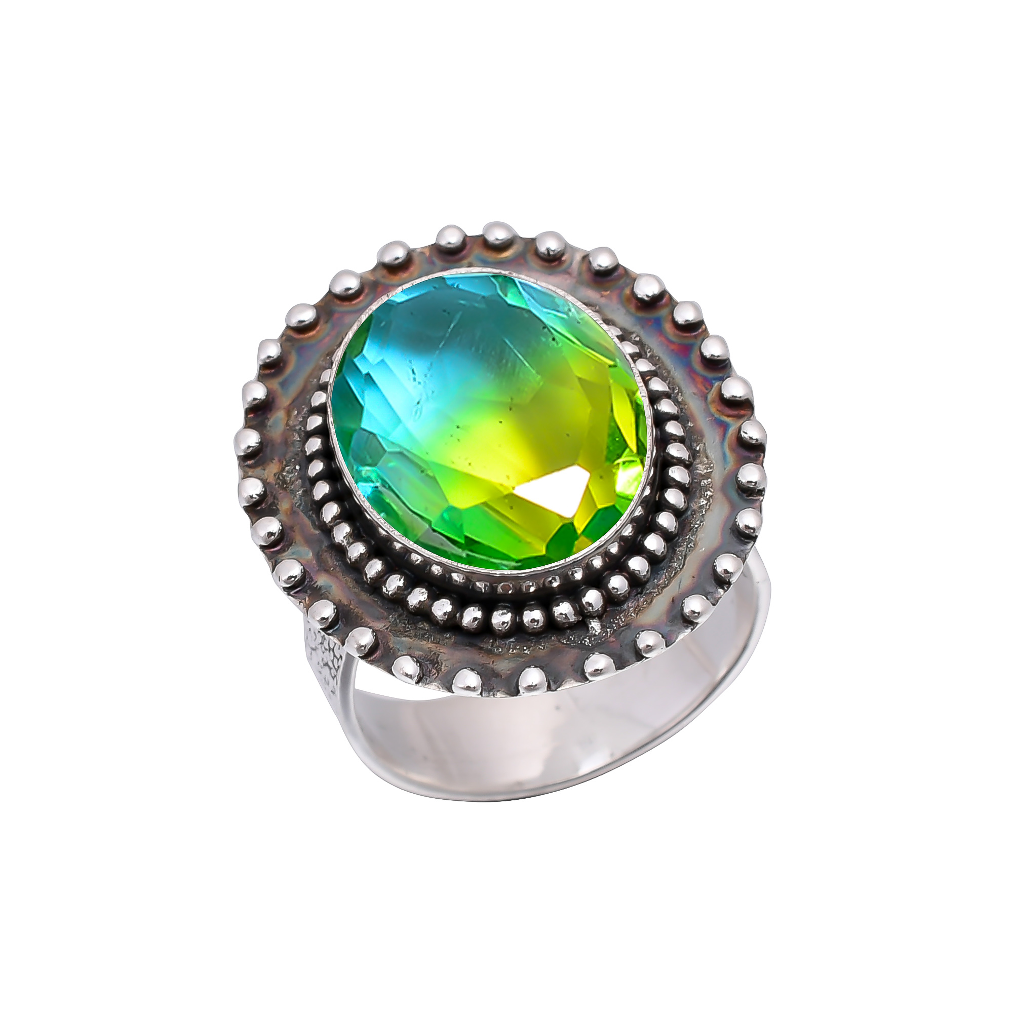 Bi-Colour Tourmaline - Simulated 925 Sterling Silver Ring