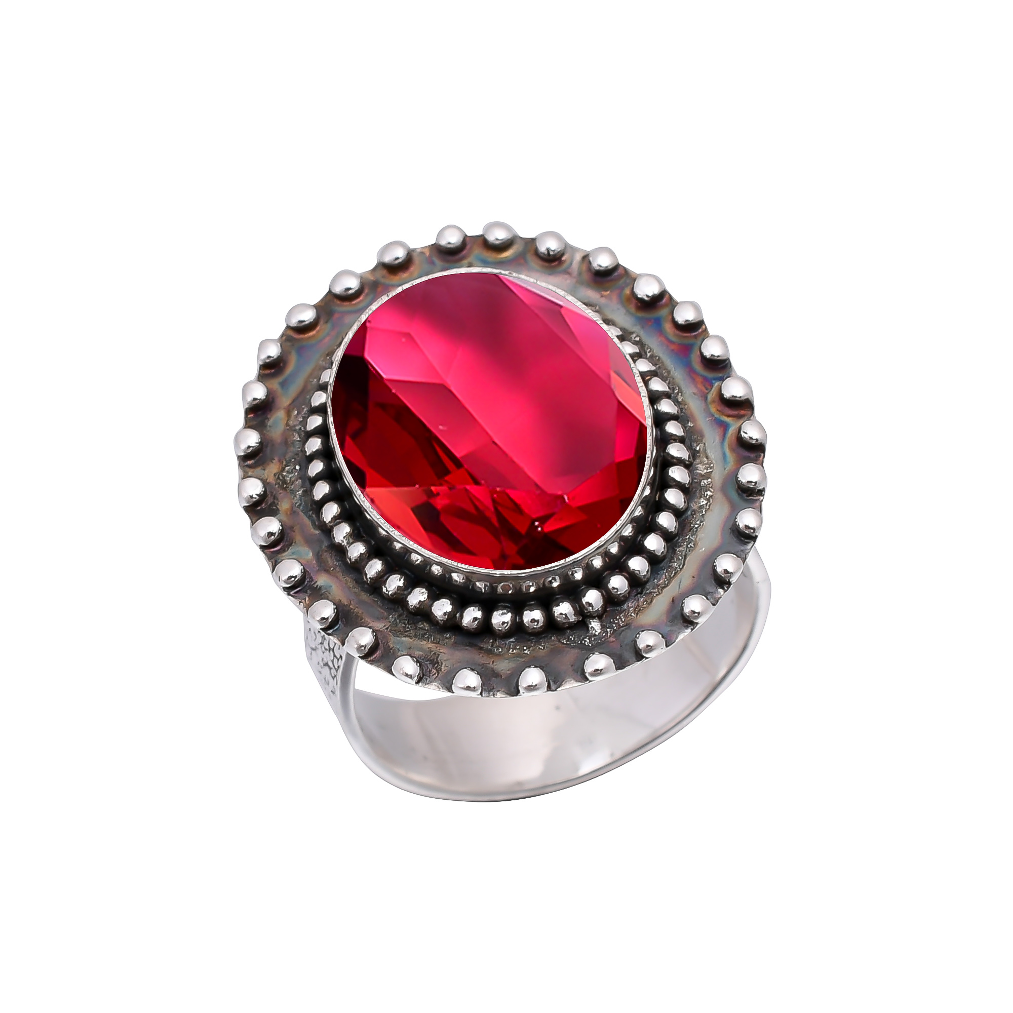 Pink Rubellite Tourmaline - Simulated 925 Sterling Silver Ring