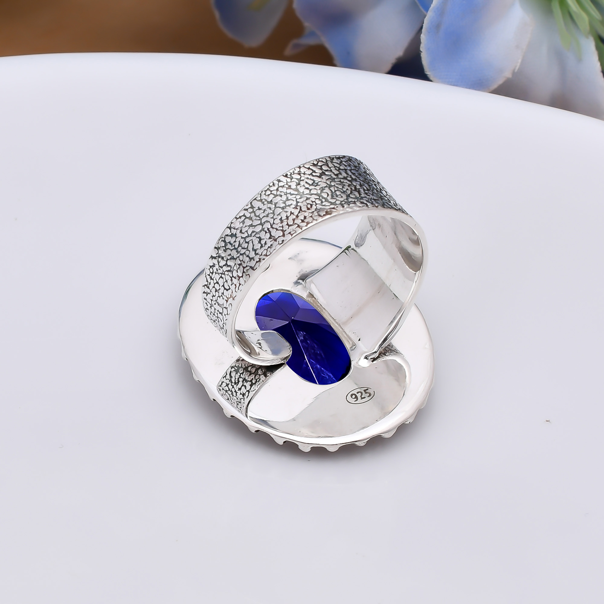 Blue Sapphire - Simulated 925 Sterling Silver Ring