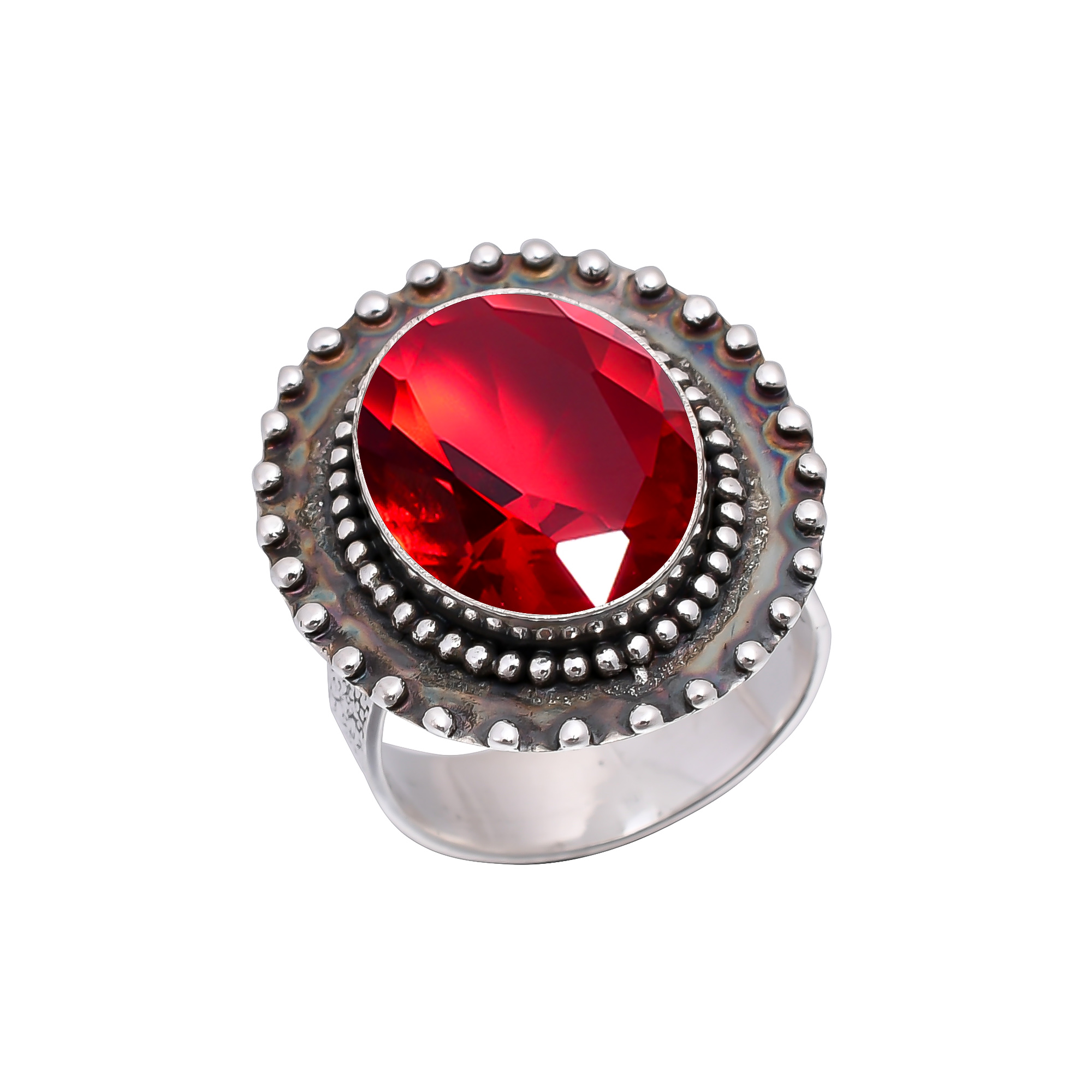 Red Garnet - Simulated 925 Sterling Silver Ring