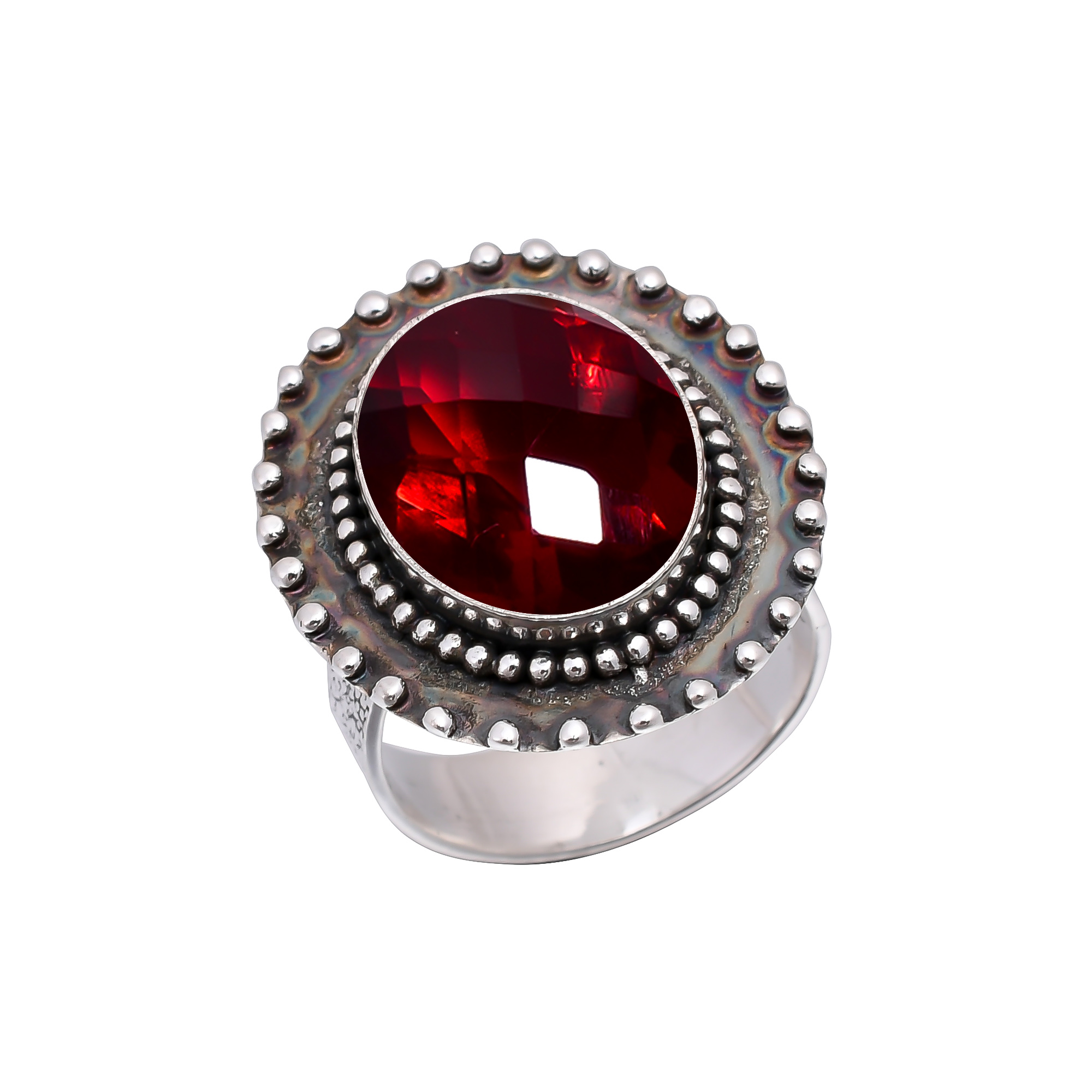 Red Garnet - Simulated 925 Sterling Silver Ring
