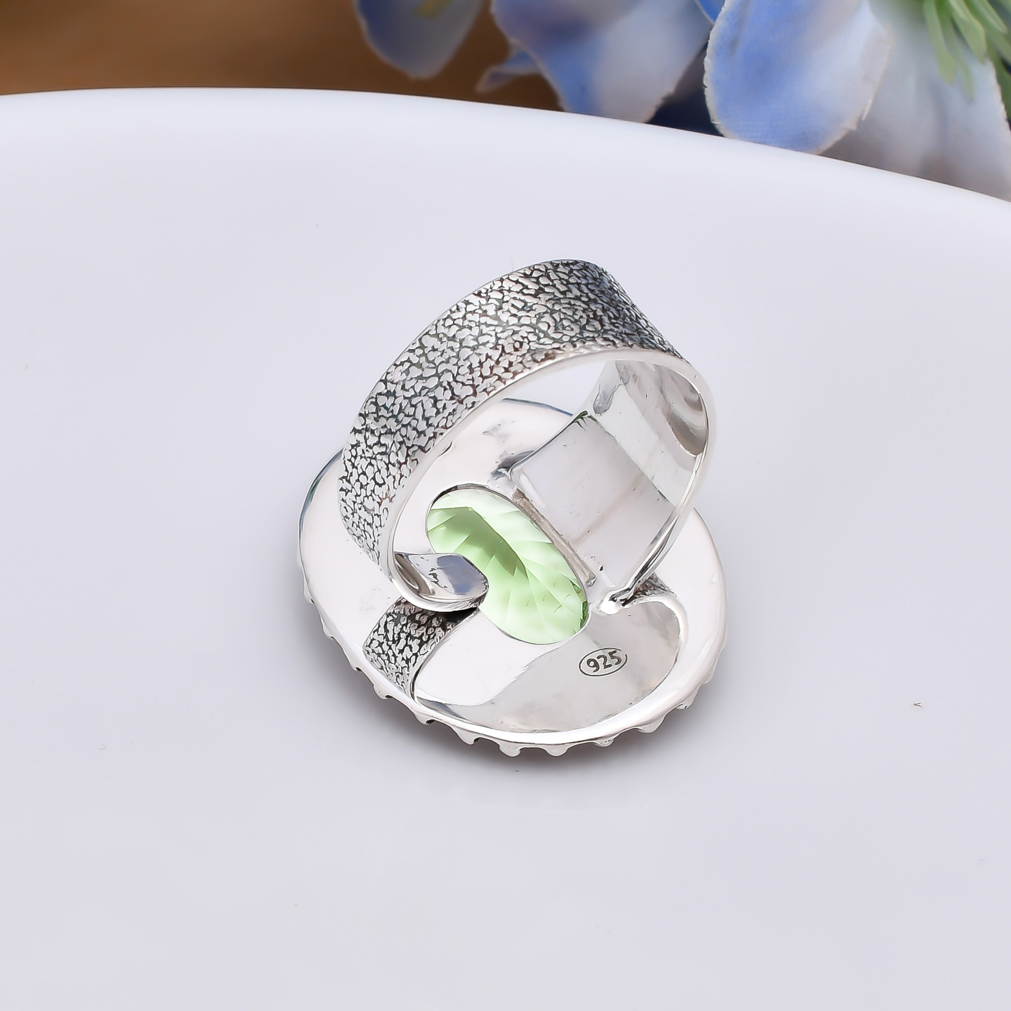 Green Amethyst - Simulated 925 Sterling Silver Ring