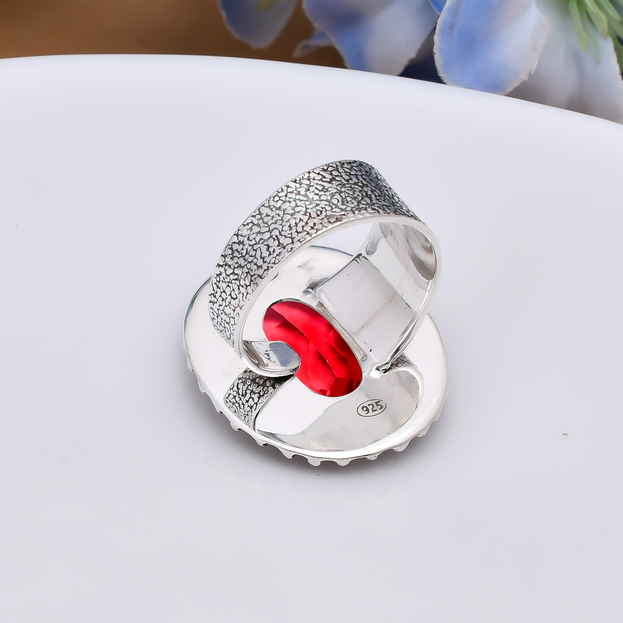 Pink Rubellite Tourmaline - Simulated 925 Sterling Silver Ring