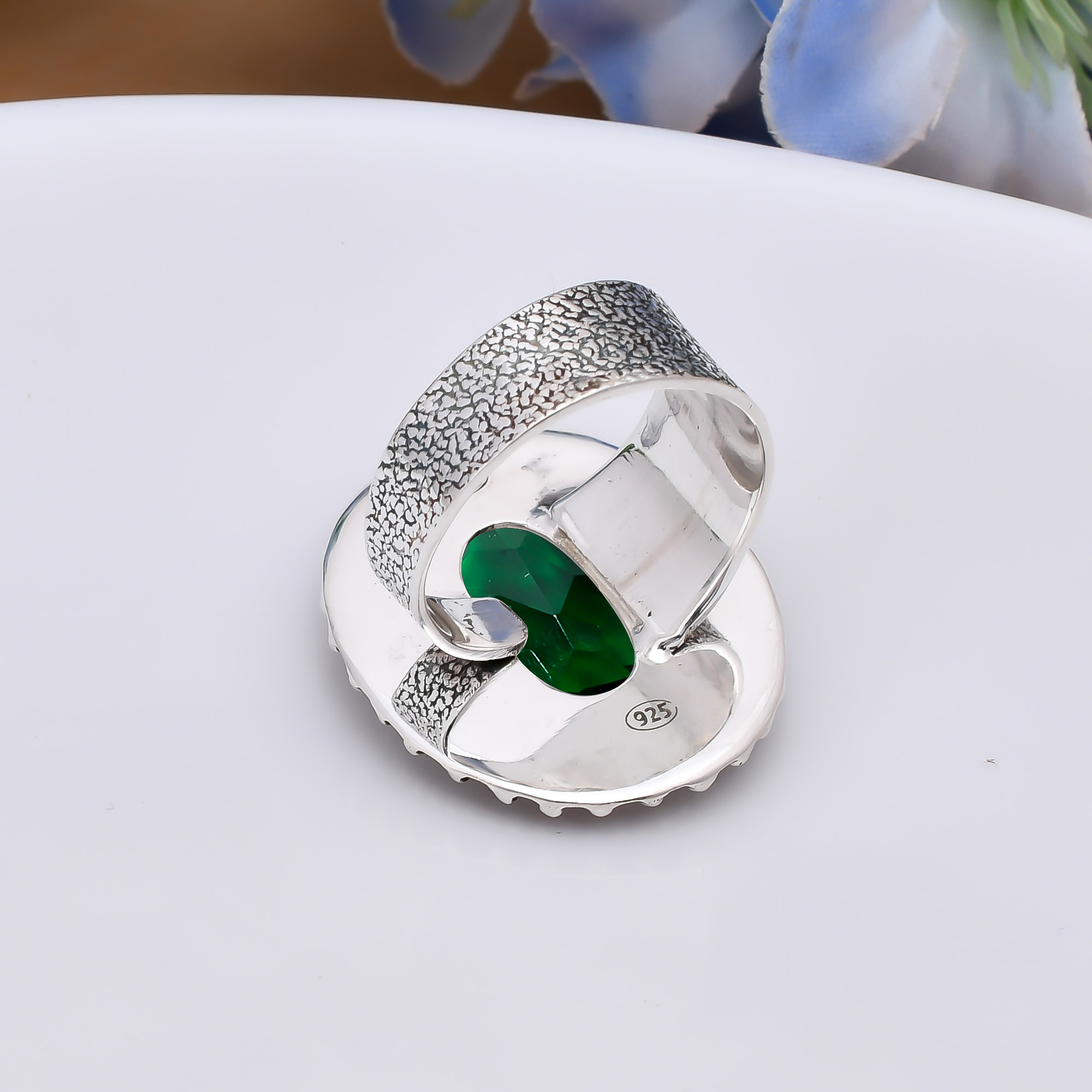 Chrome Diopside - Simulated 925 Sterling Silver Ring