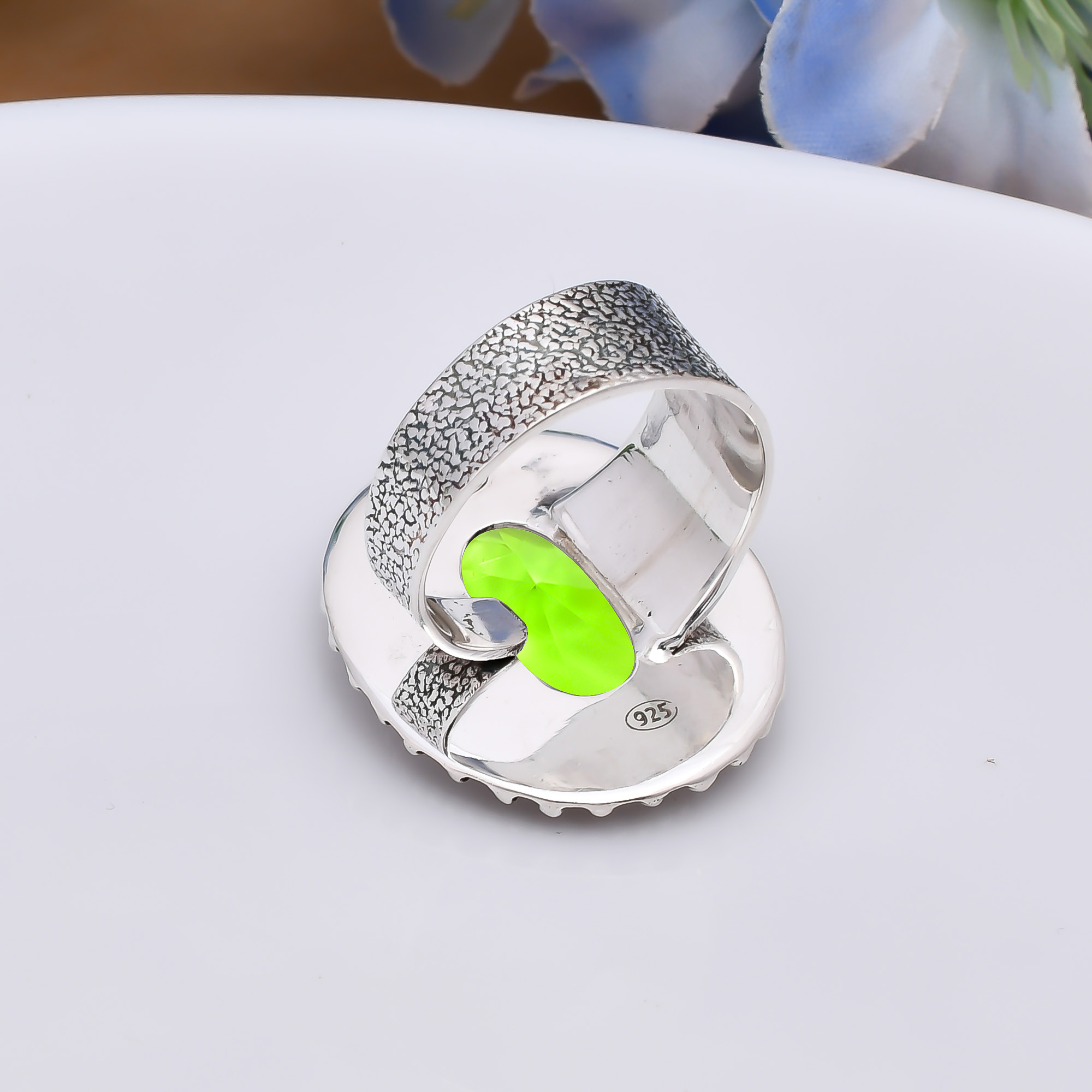 Peridot - Simulated 925 Sterling Silver Ring