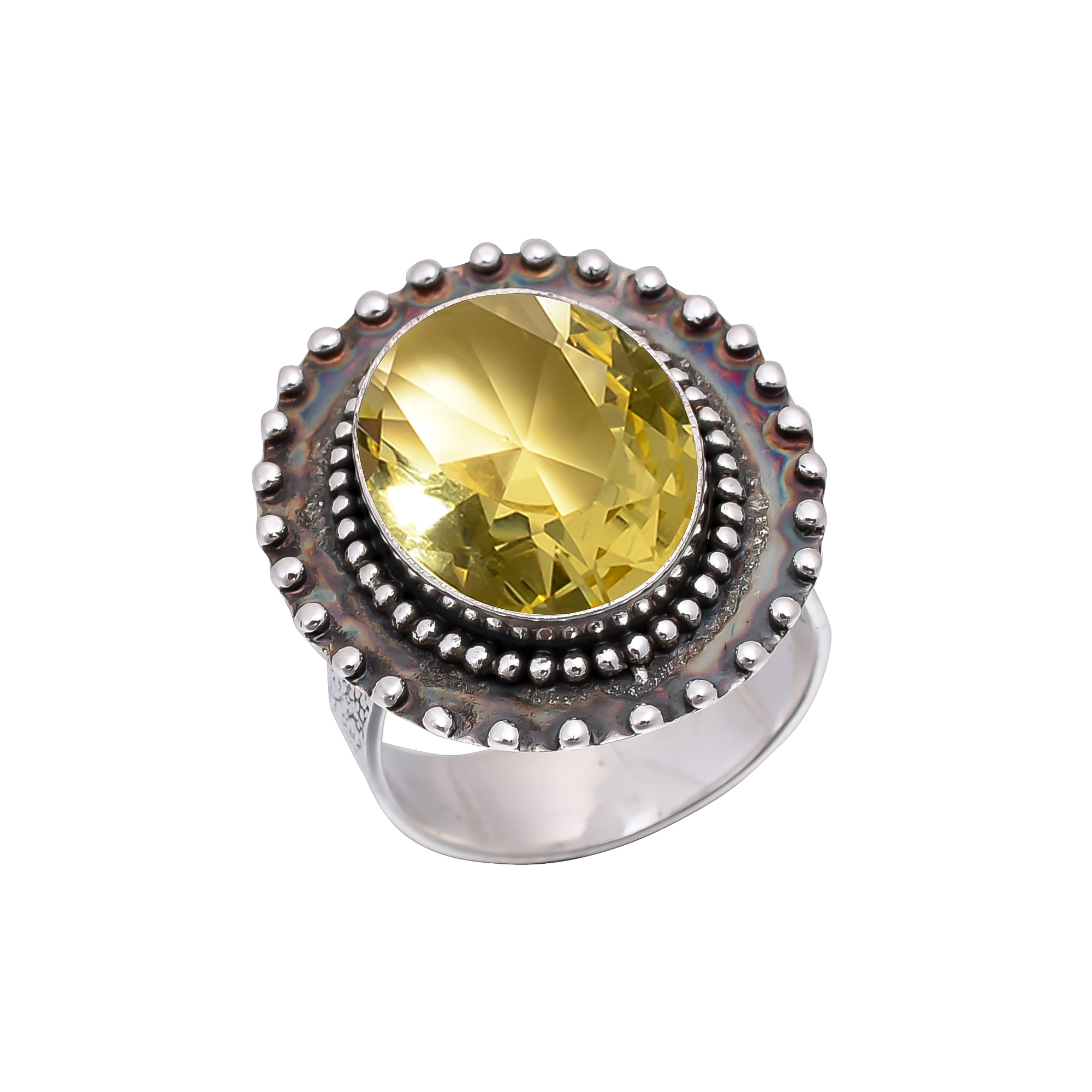 Lemon Quartz - Simulated 925 Sterling Silver Ring