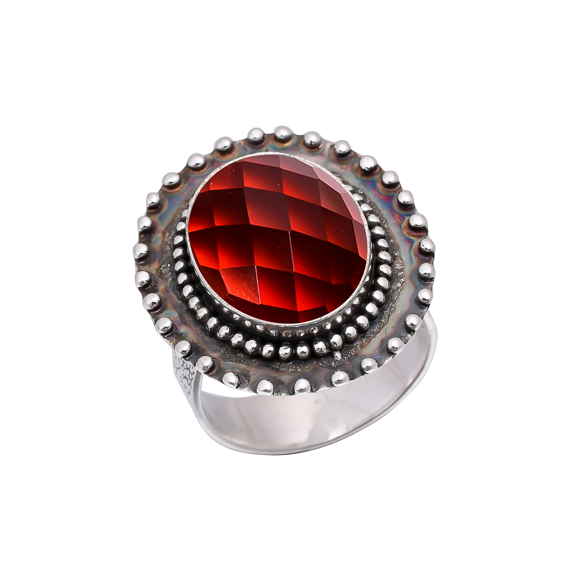 Red Garnet - Simulated 925 Sterling Silver Ring