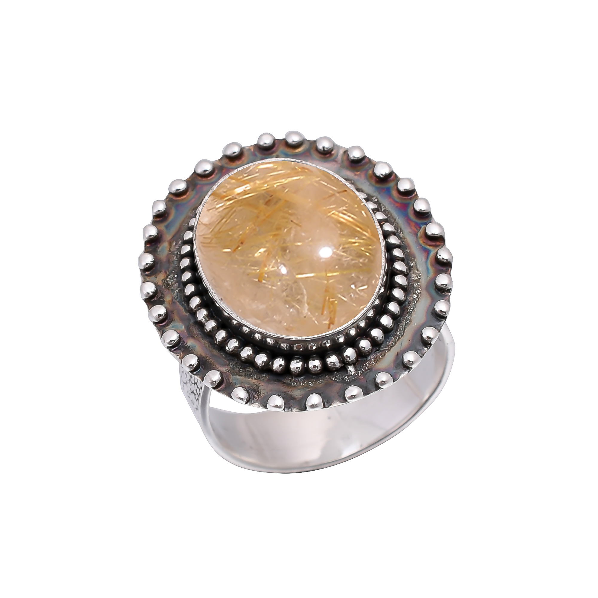 Golden Rutilated Quartz - Brazil 925 Sterling Silver Ring