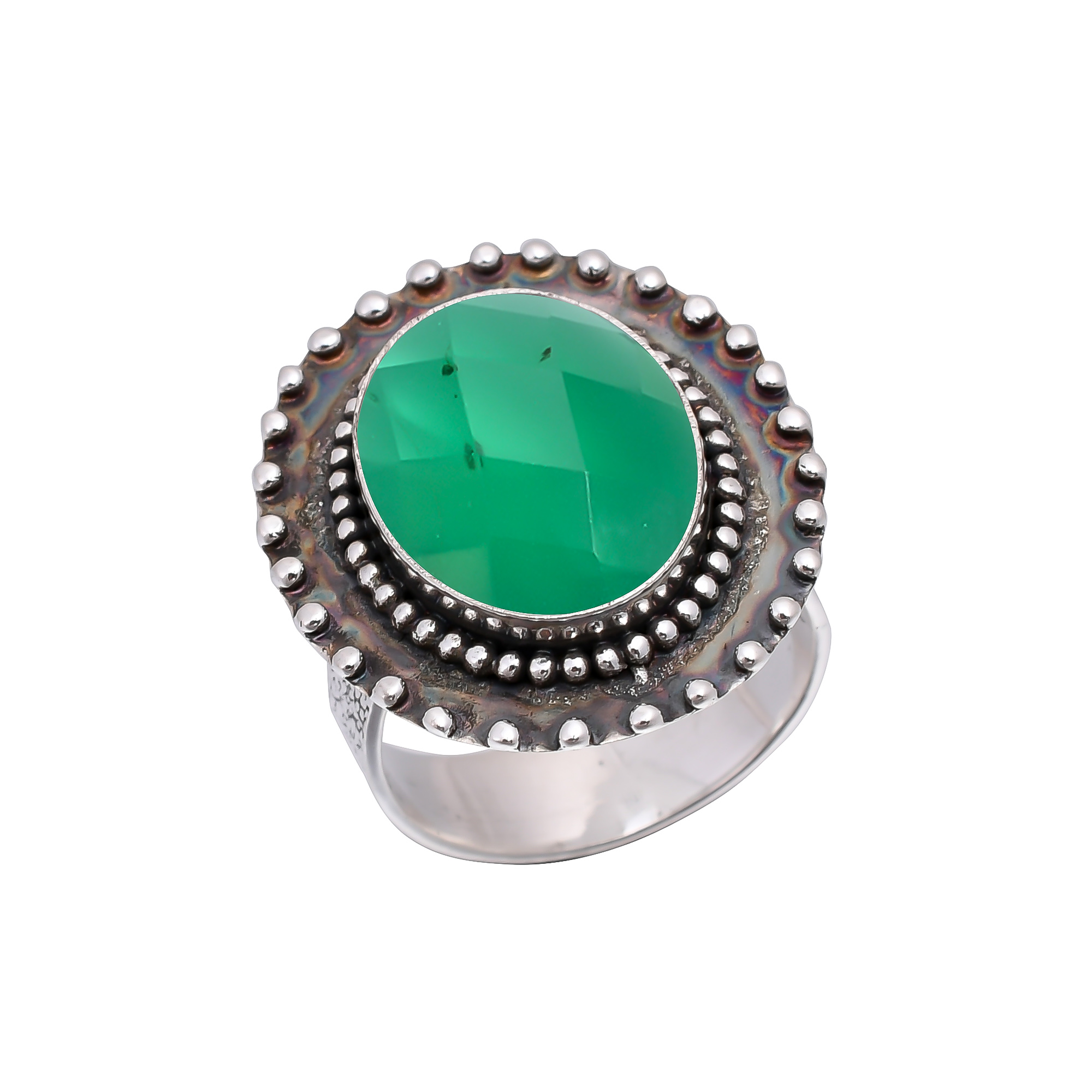 Emerald Simulated 925 Sterling Silver Ring
