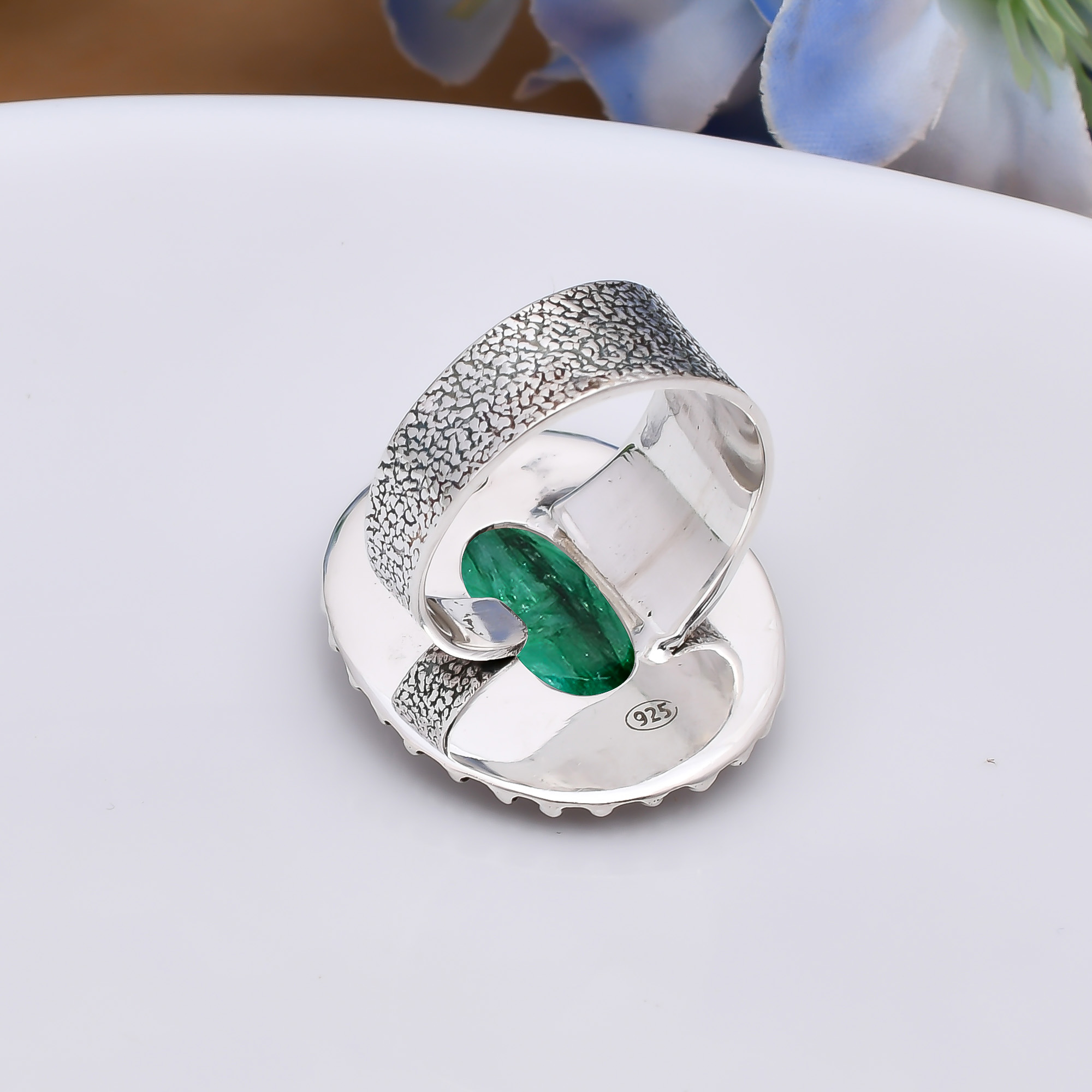 Emerlad - Dyed Quartz 925 Sterling Silver Ring