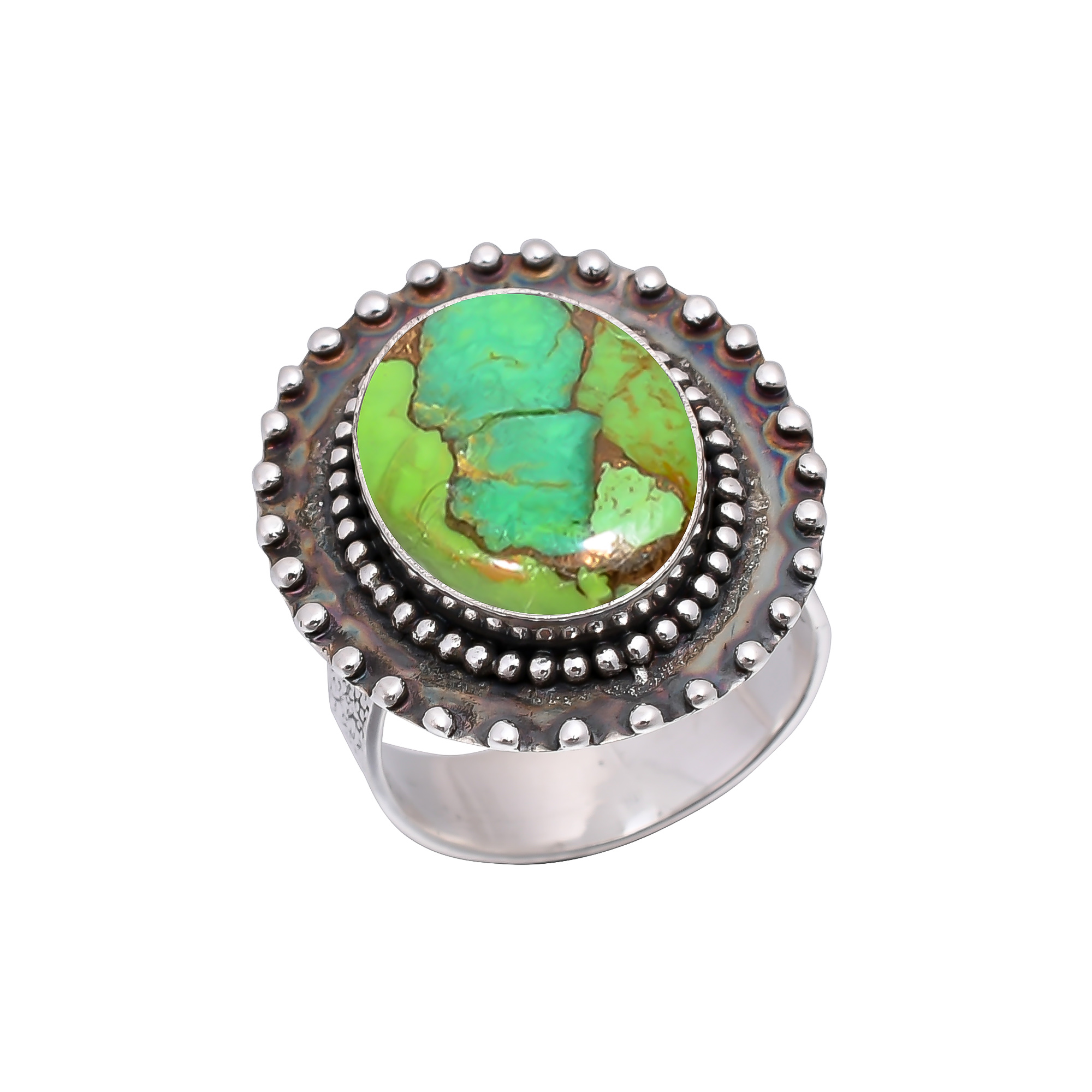 Copper Green Turquoise 925 Sterling Silver Ring