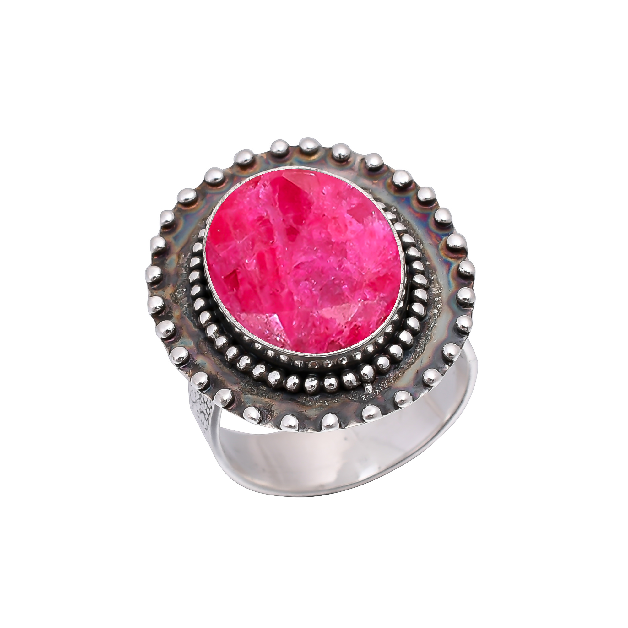 Ruby - Dyed Quartz 925 Sterling Silver Ring