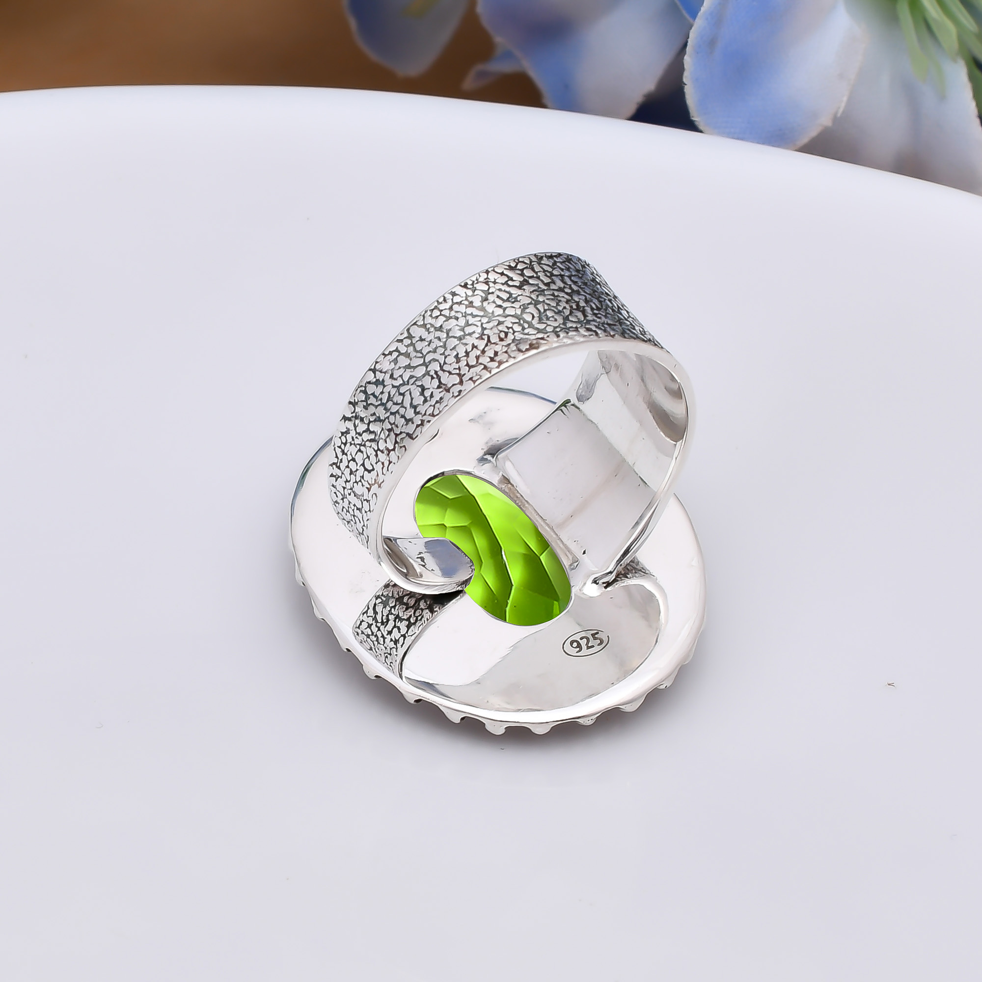 Peridot - Simulated 925 Sterling Silver Ring