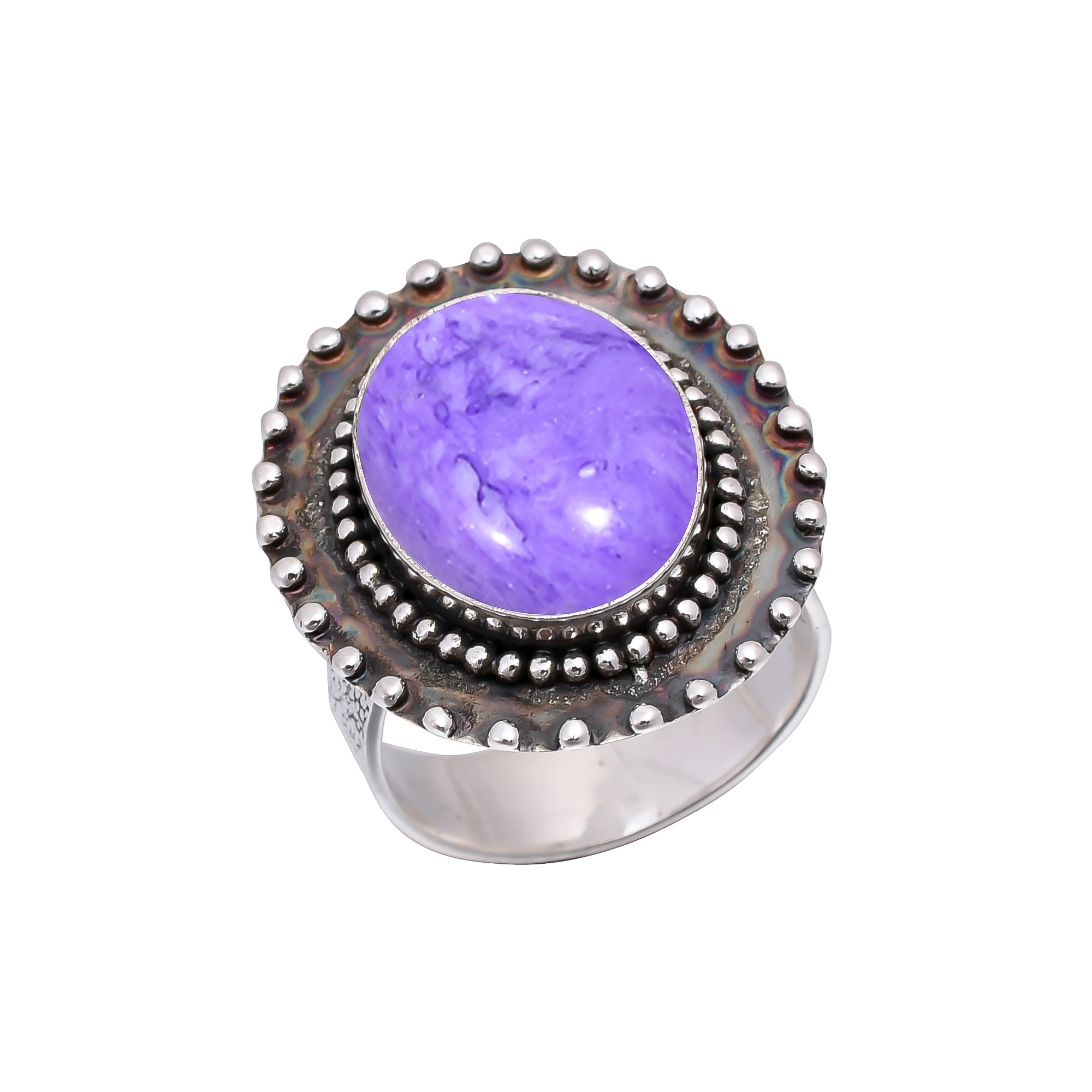 Purple Charoite - Simulated 925 Sterling Silver Ring