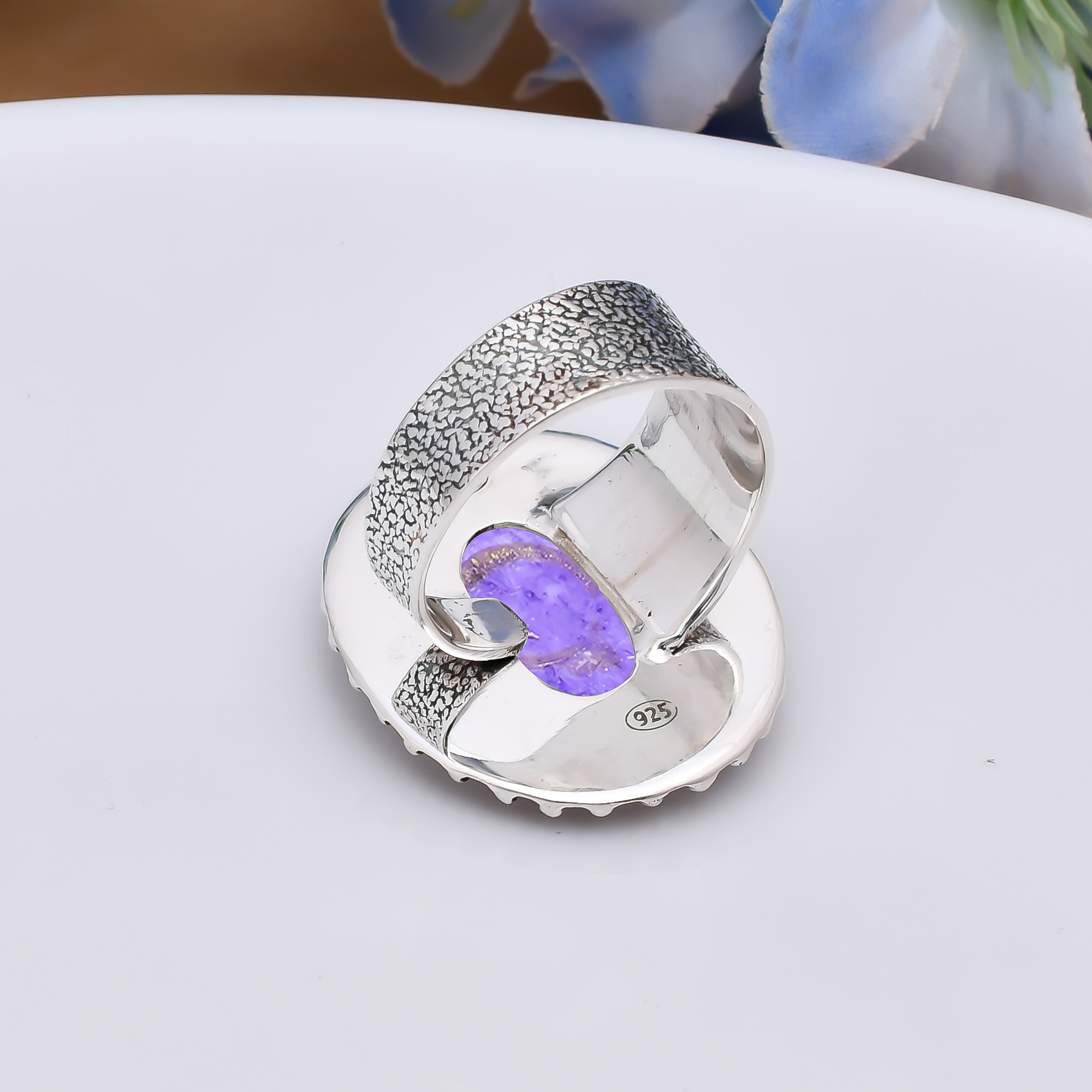 Purple Charoite - Simulated 925 Sterling Silver Ring