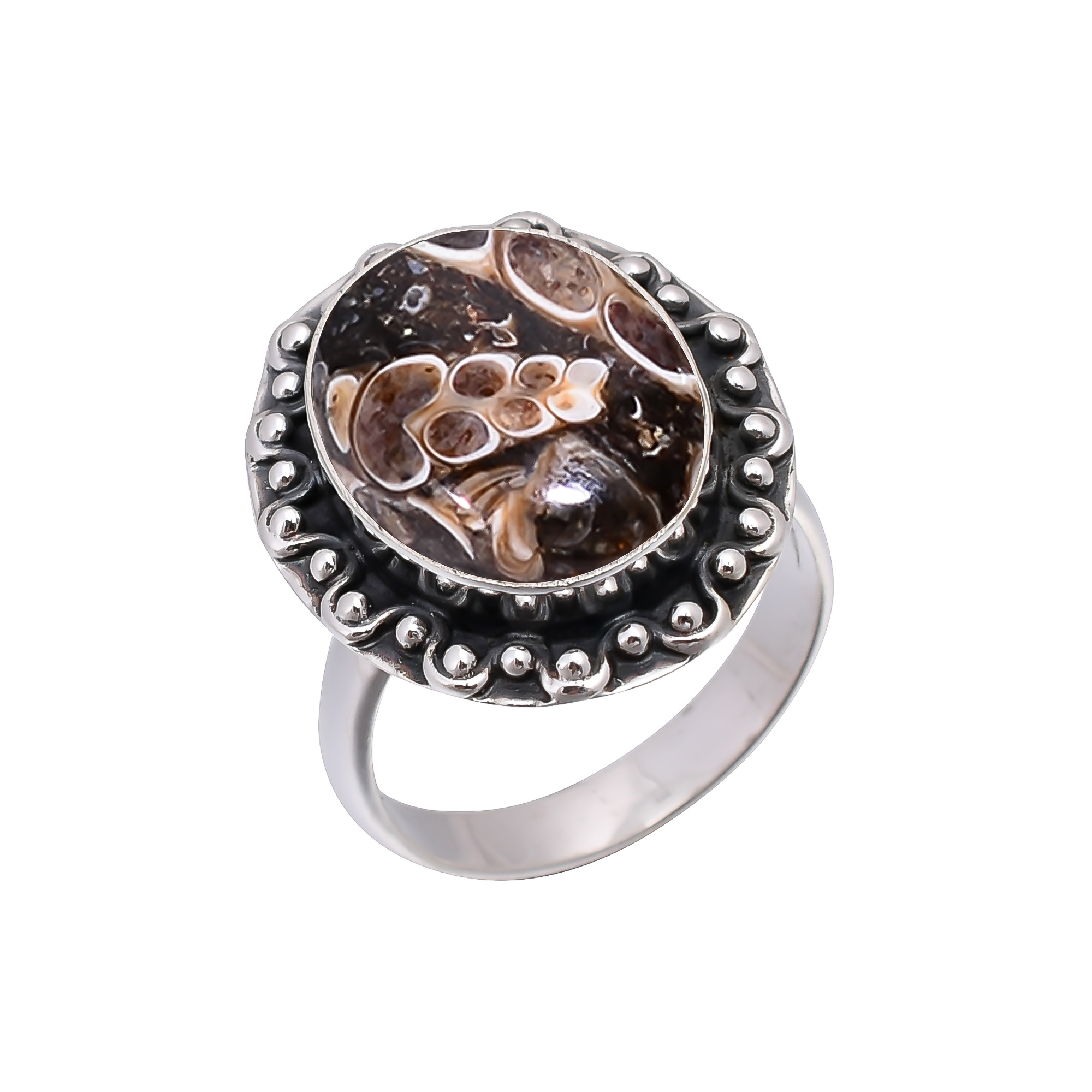 Turritella Agate - Wyoming 925 Sterling Silver Ring