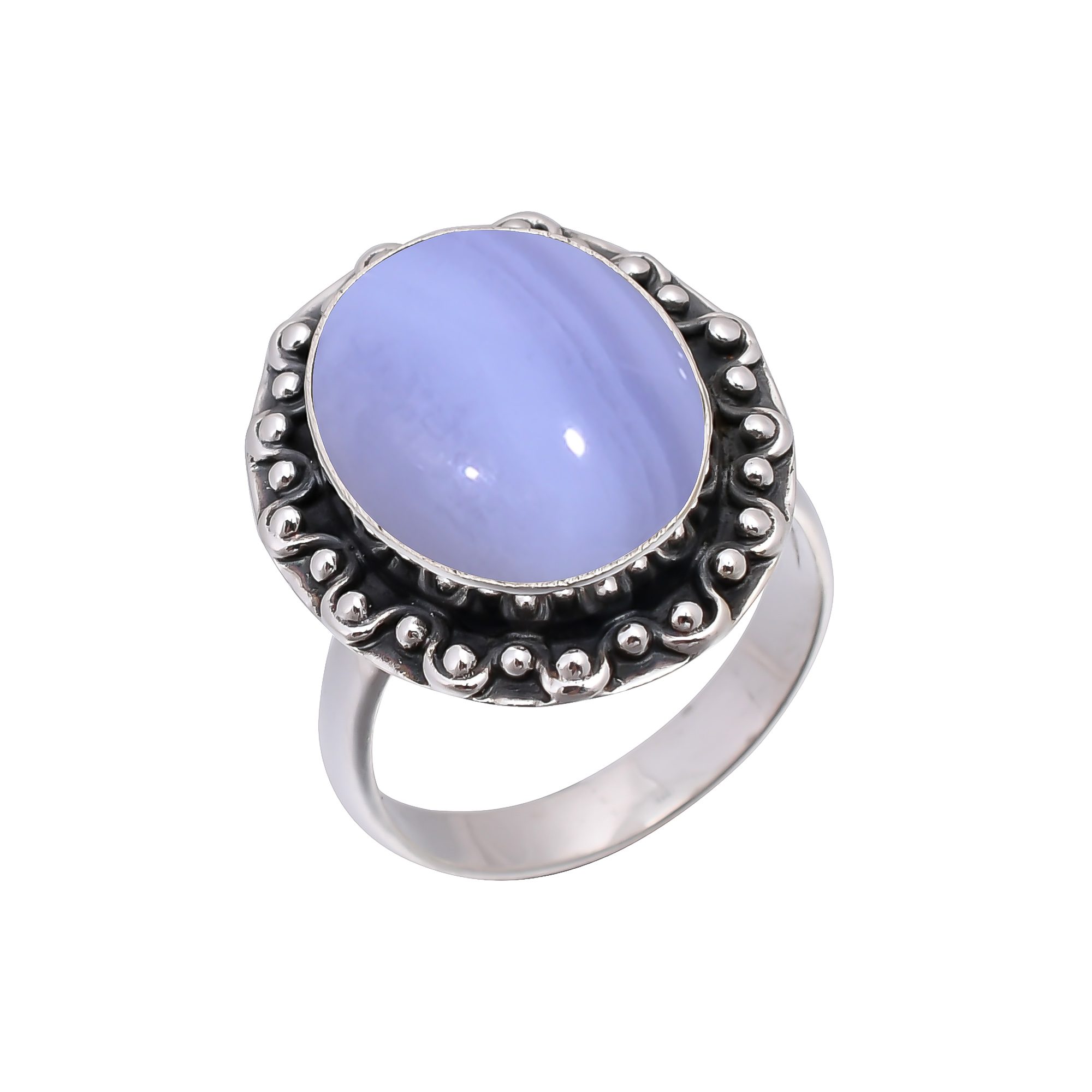 Blue Lace Agate - Namibia 925 Sterling Silver Ring