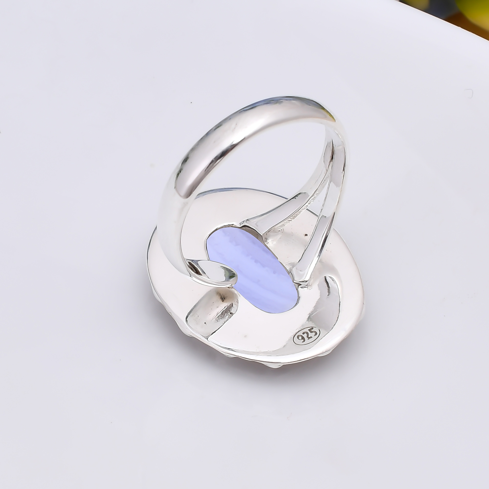 Blue Lace Agate - Namibia 925 Sterling Silver Ring