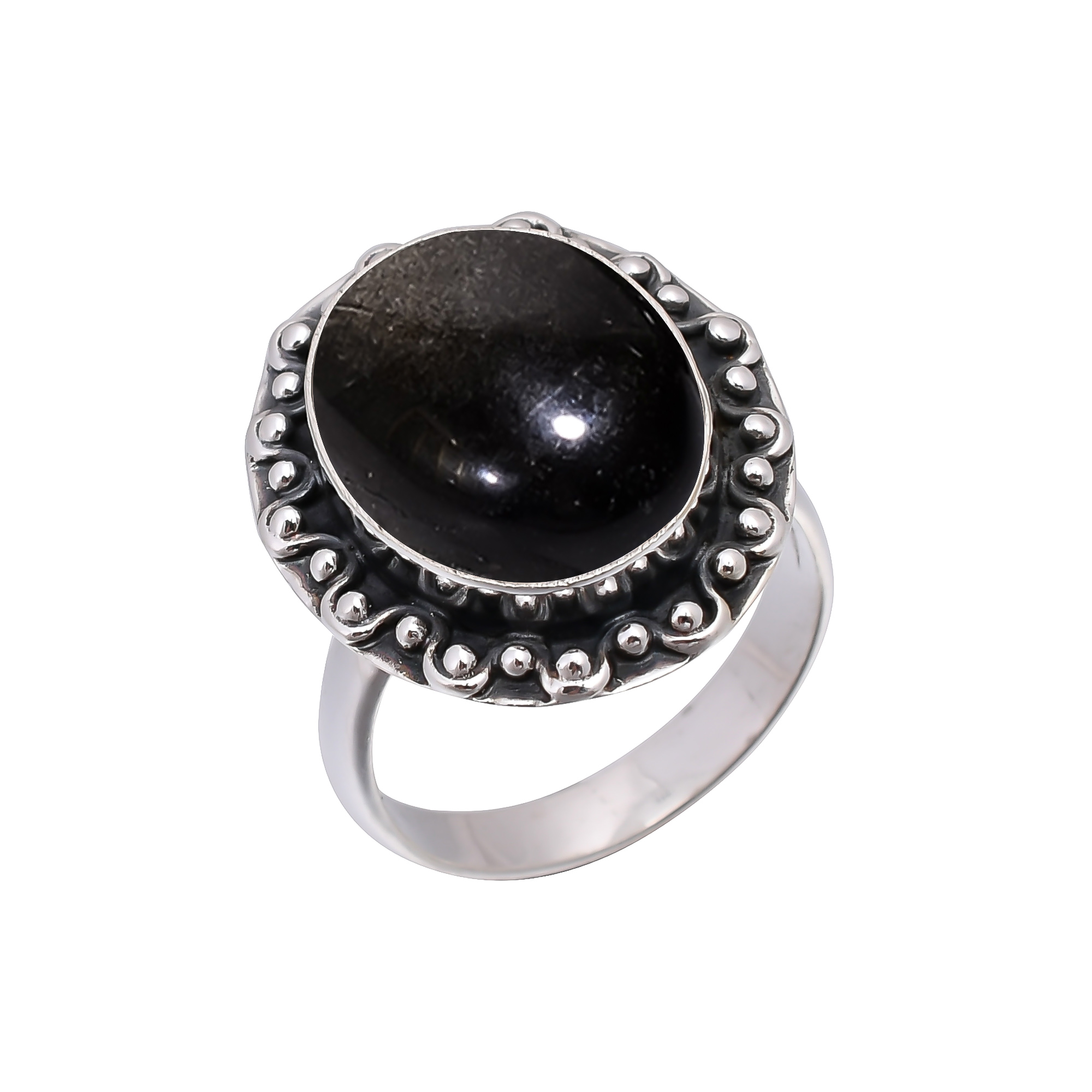 Golden Sheen Obsidian - Mexico 925 Sterling Silver Ring