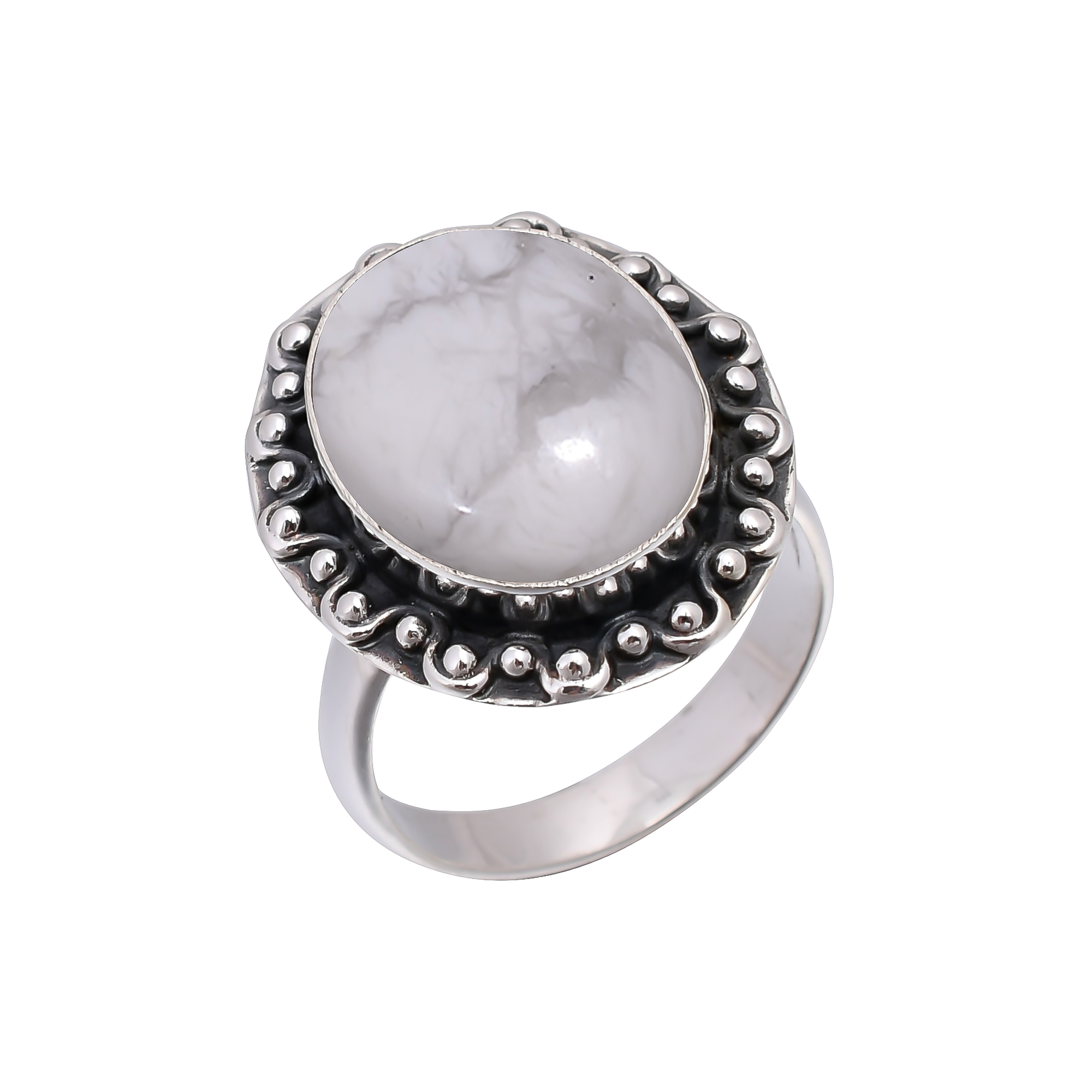 Natural White Howlite - United States 925 Sterling Silver Ring