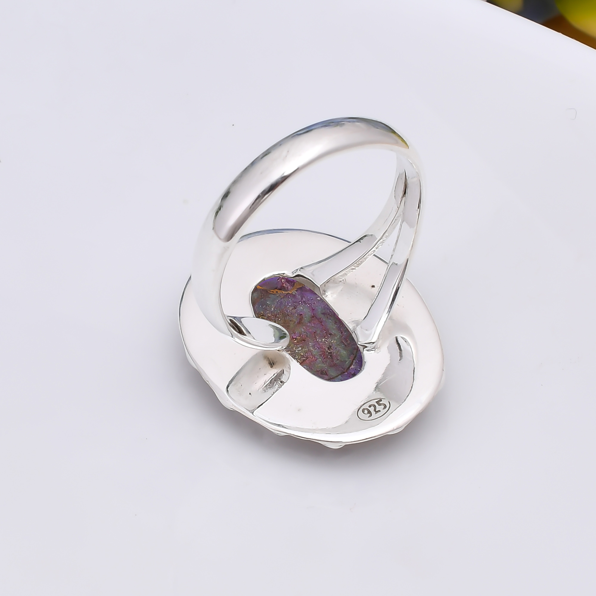 Copper Purple Turquoise 925 Sterling Silver Ring