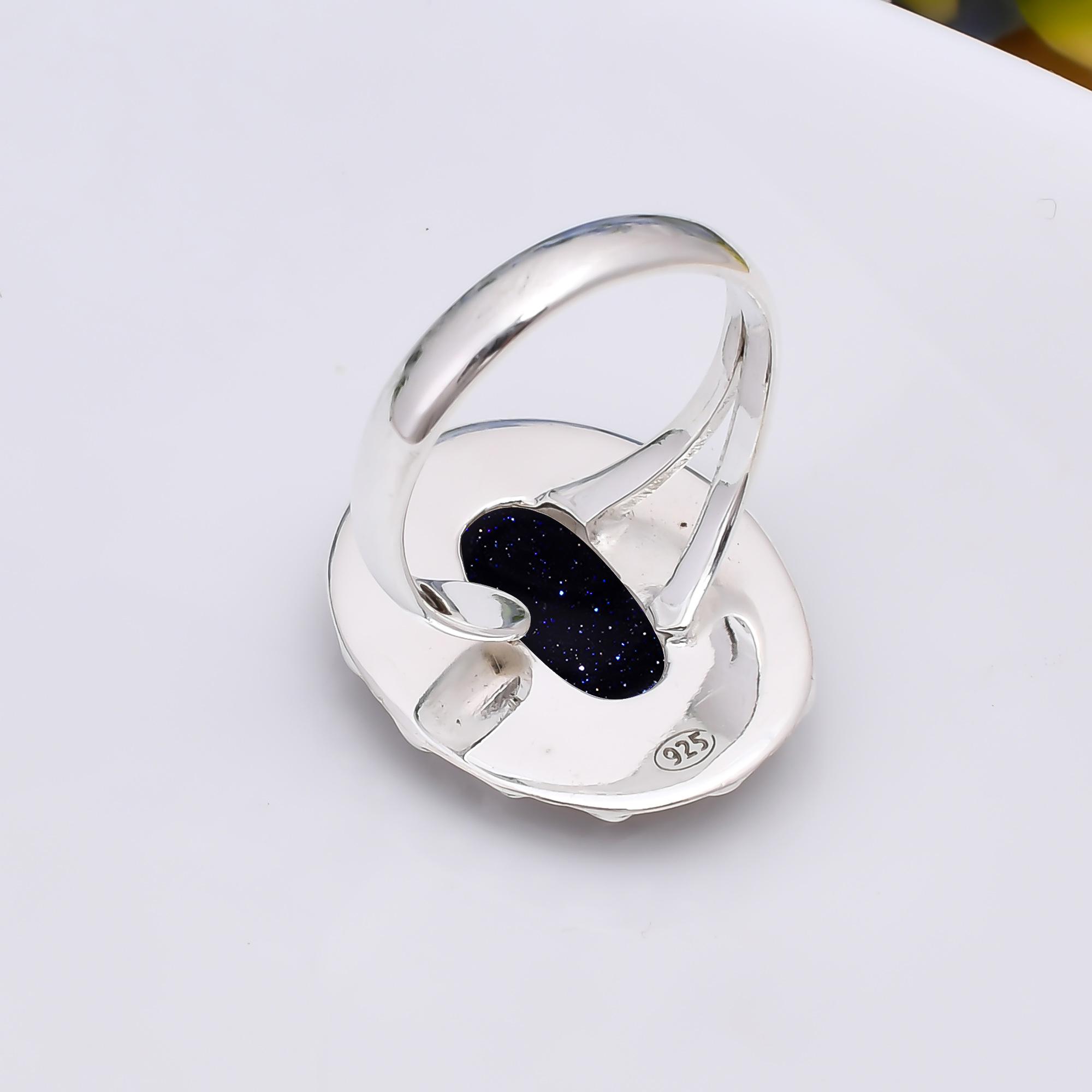 Blue Sunstone - Simulated 925 Sterling Silver Ring