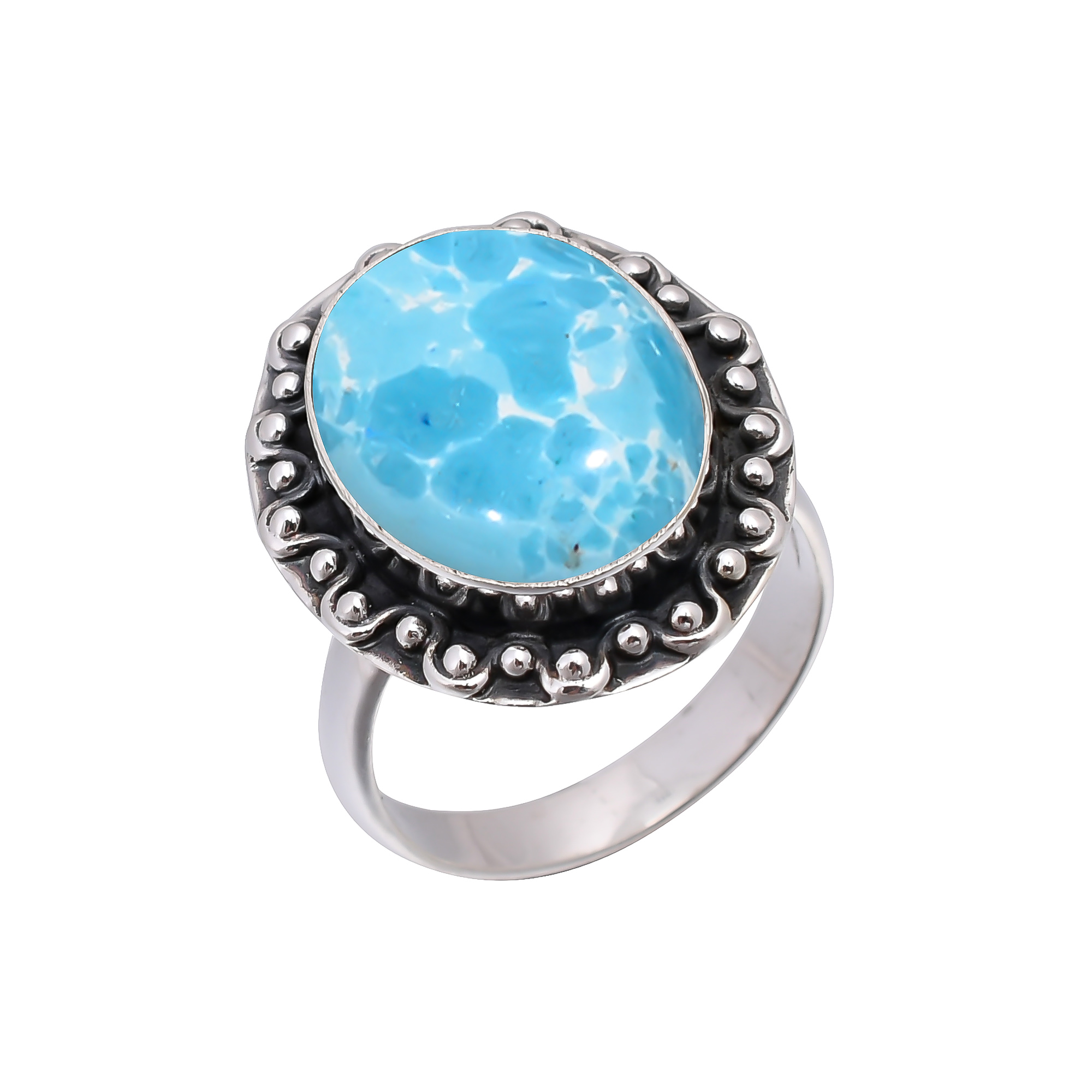 Larimar - Simulated 925 Sterling Silver Ring