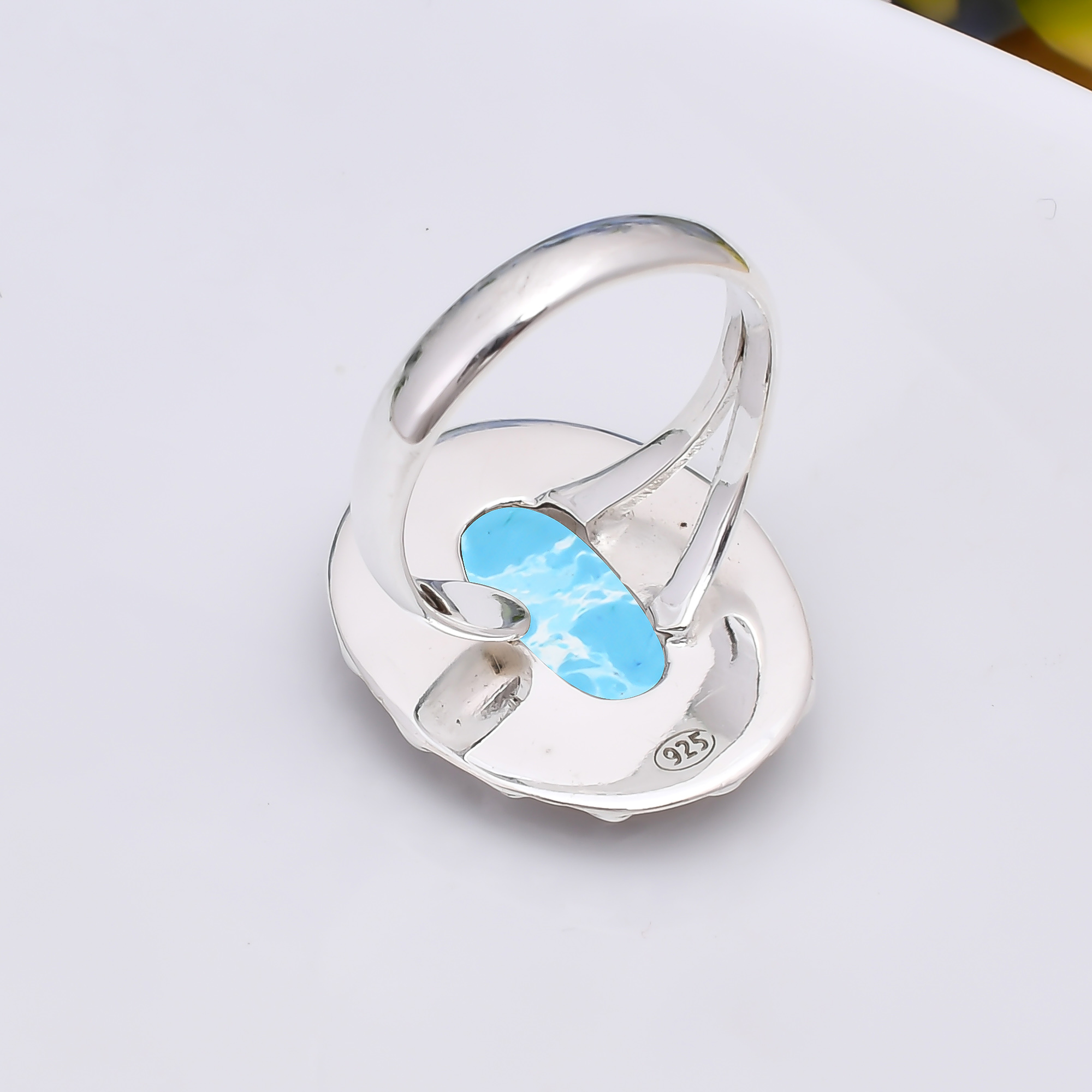Larimar - Simulated 925 Sterling Silver Ring