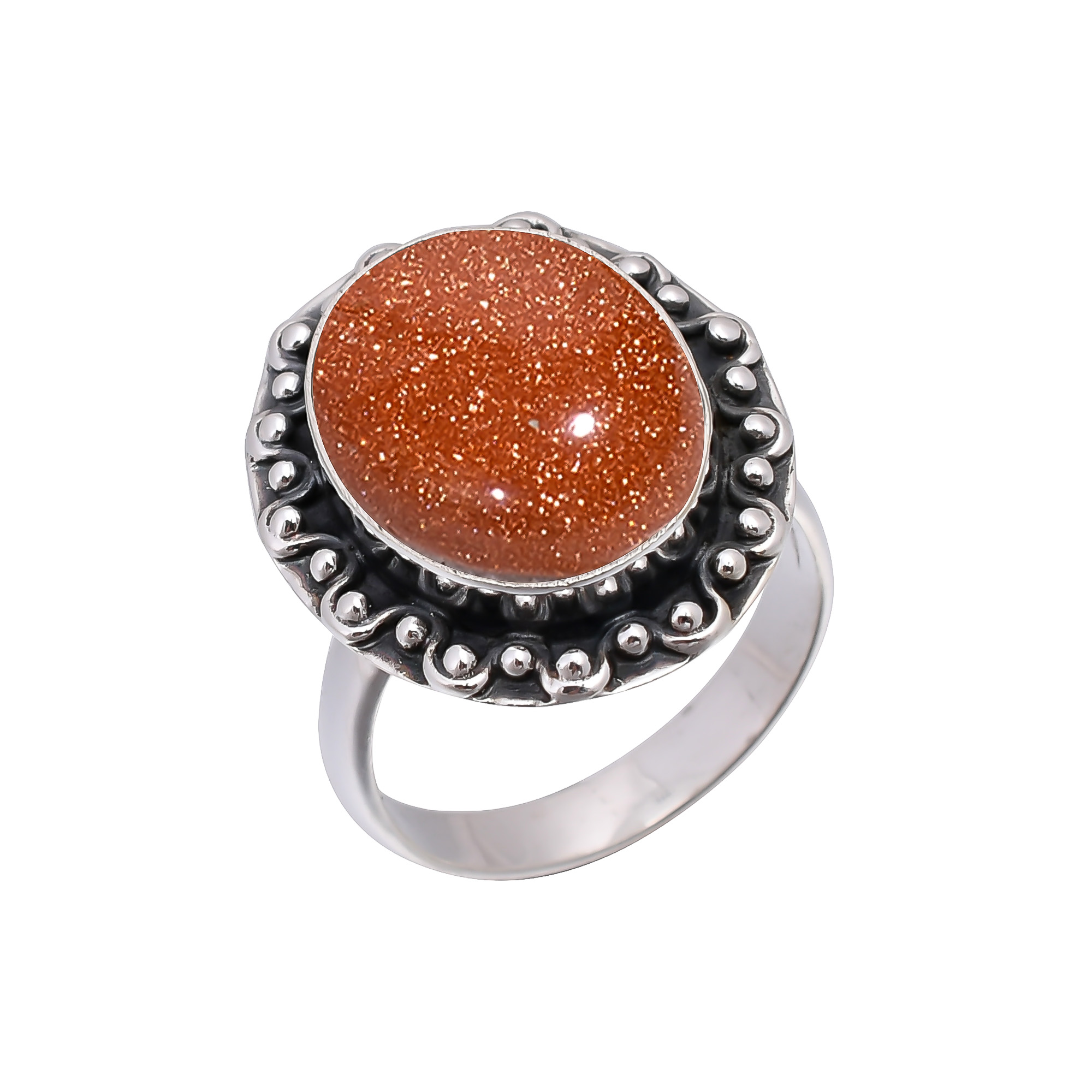 Golden Sunstone - Simulated 925 Sterling Silver Ring