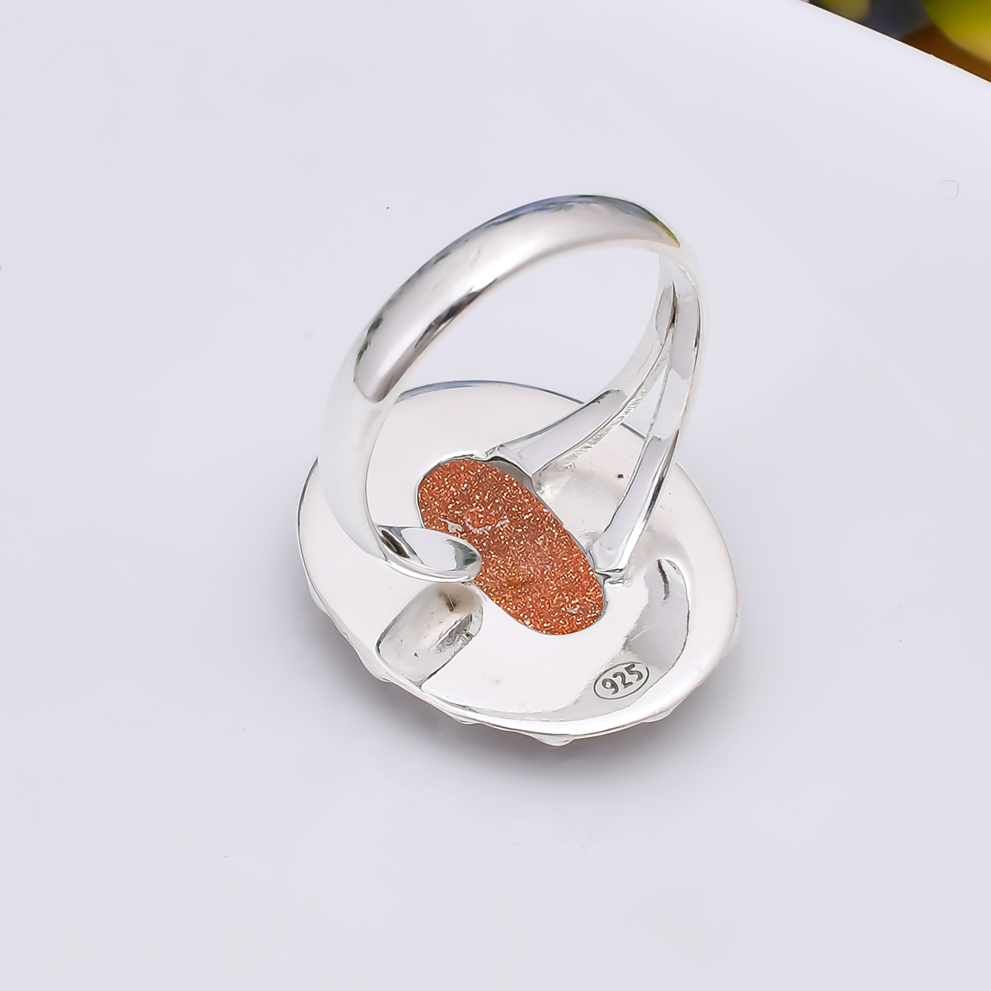 Golden Sunstone - Simulated 925 Sterling Silver Ring