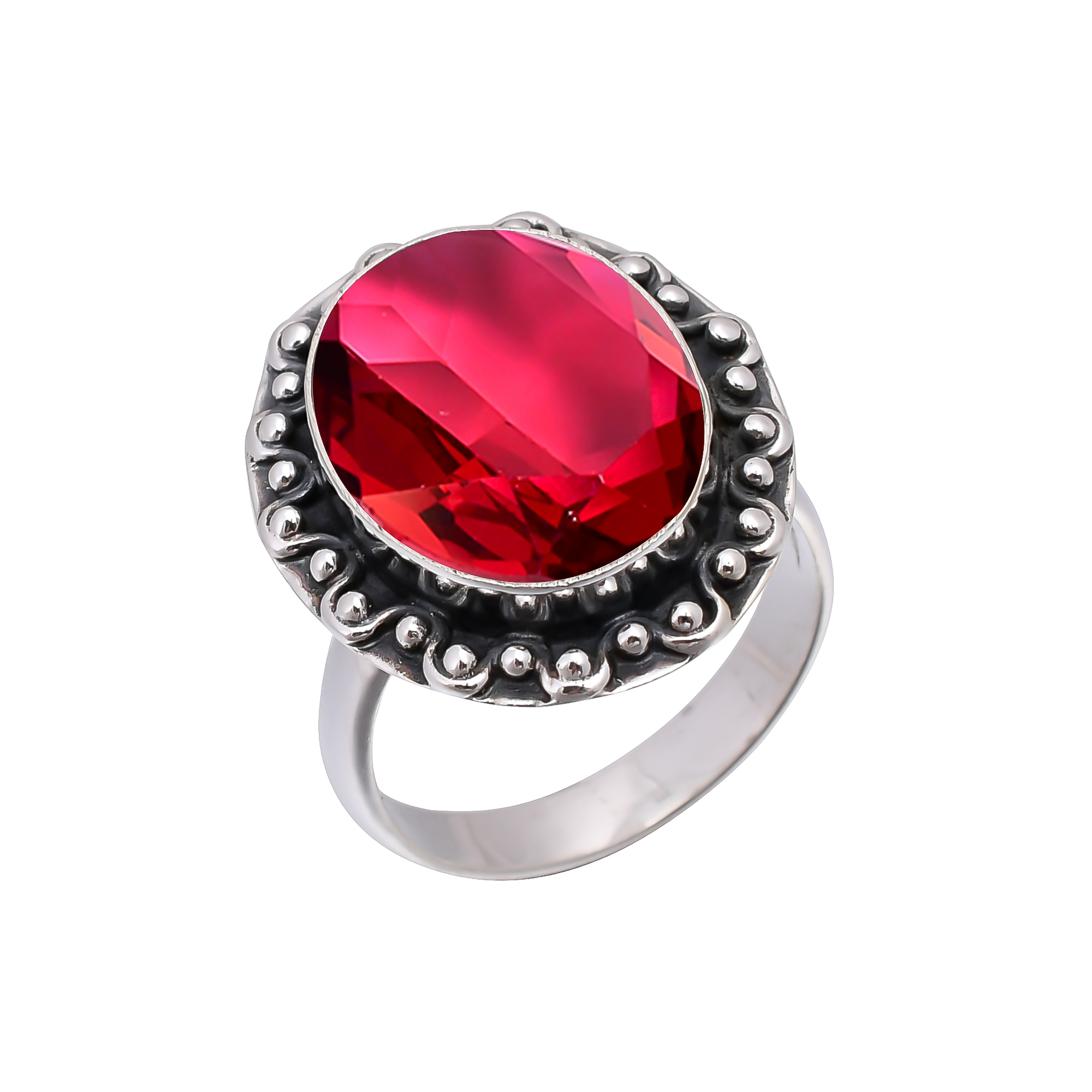 Pink Rubellite Tourmaline - Simulated 925 Sterling Silver Ring
