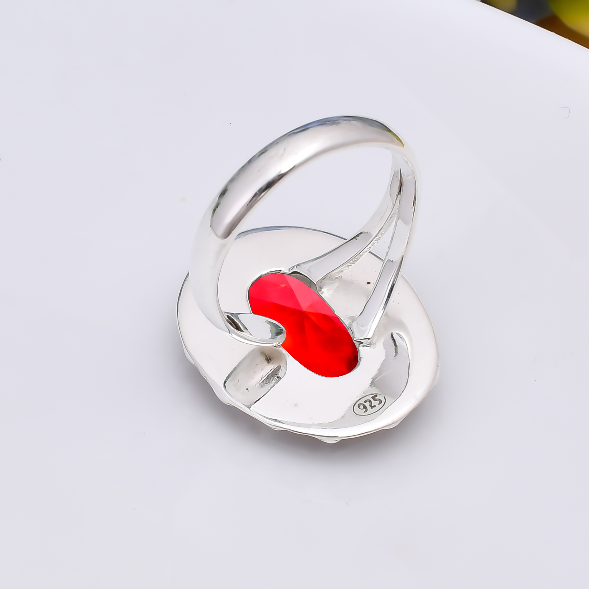 Red Garnet - Simulated 925 Sterling Silver Ring