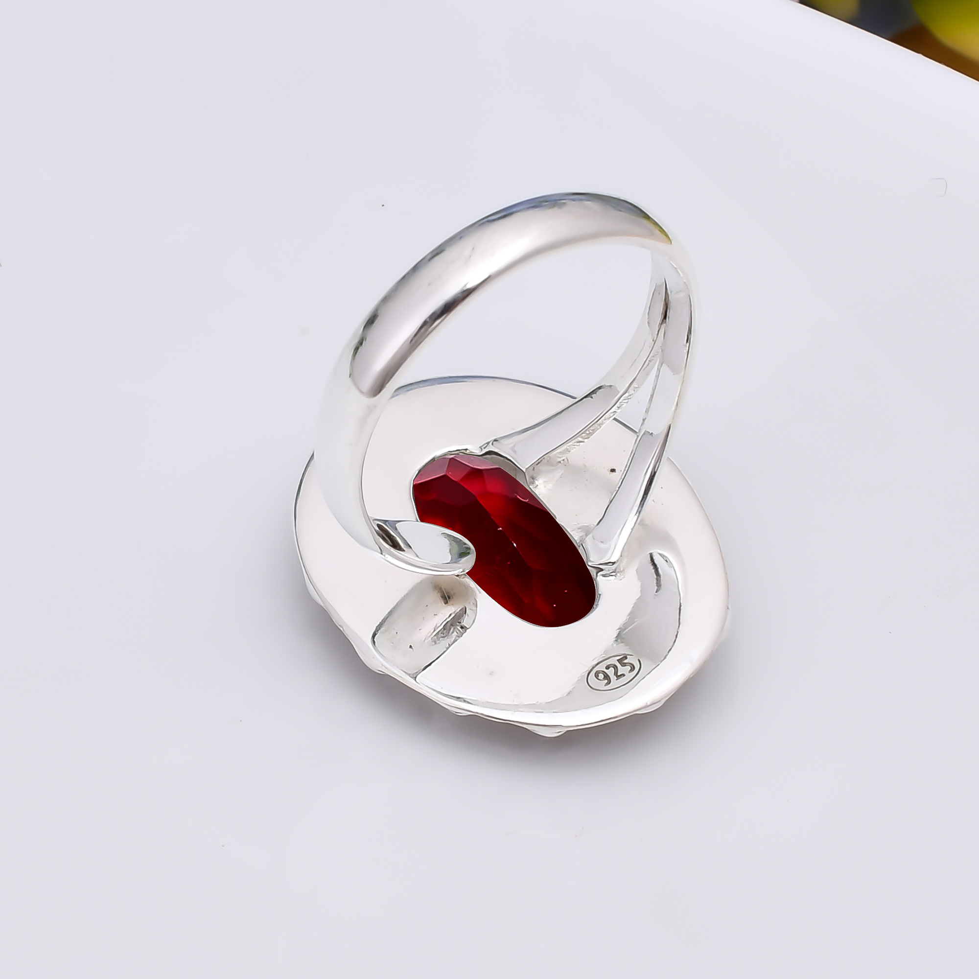 Red Garnet - Simulated 925 Sterling Silver Ring
