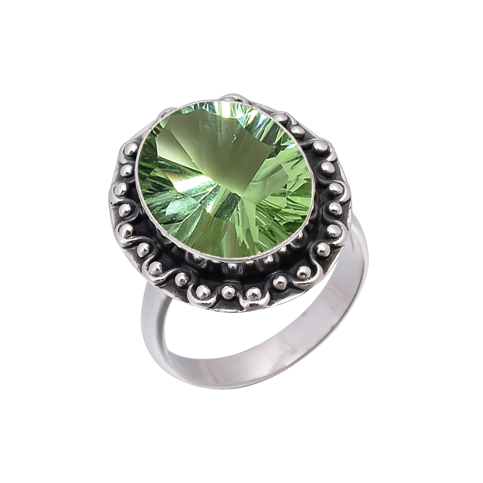 Green Amethyst - Simulated 925 Sterling Silver Ring