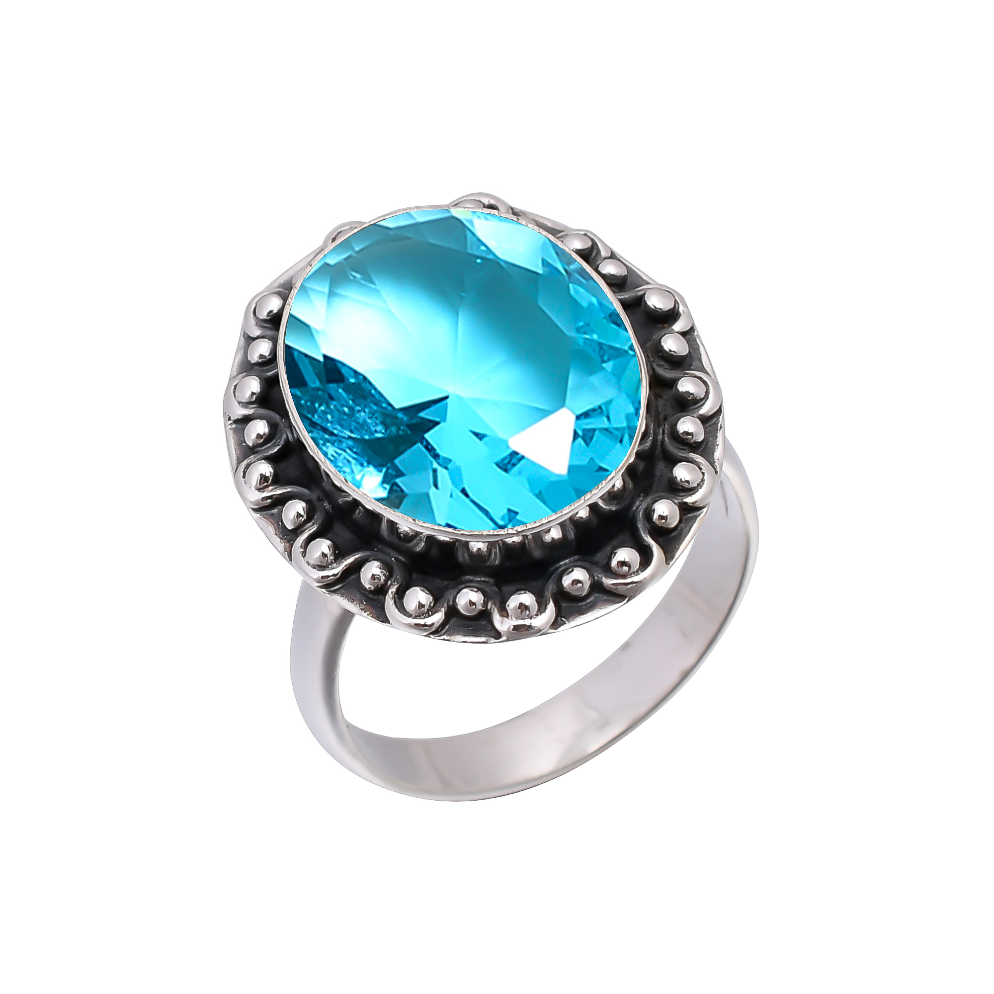Blue Topaz - Simulated 925 Sterling Silver Ring