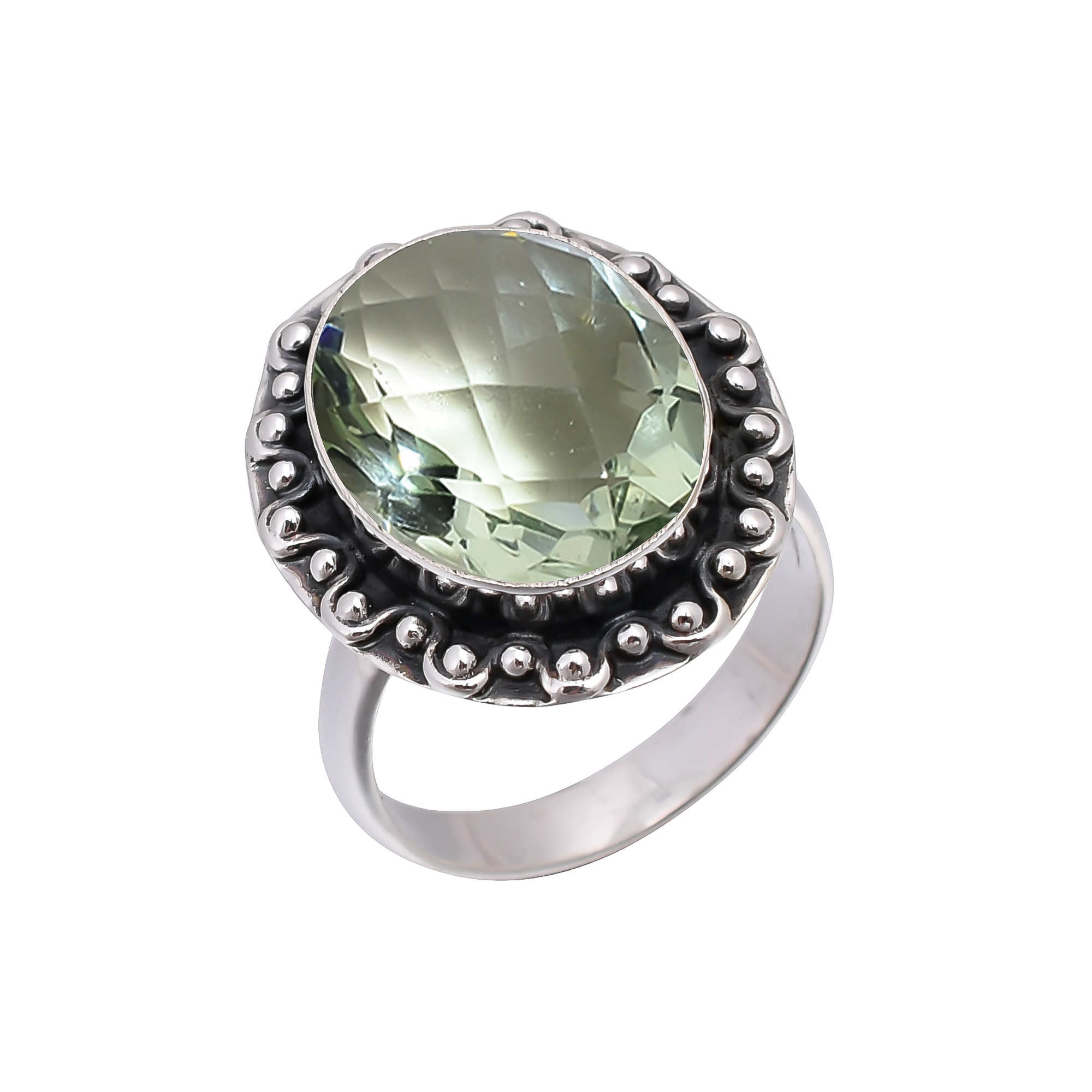 Green Amethyst - Simulated 925 Sterling Silver Ring