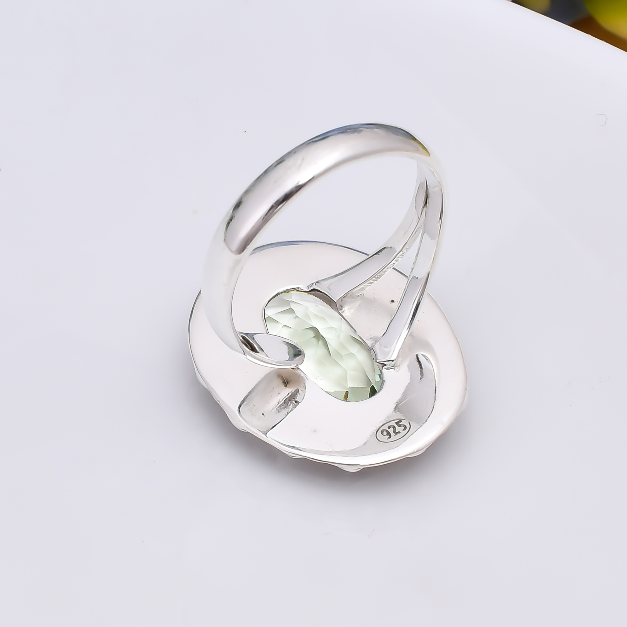 Green Amethyst - Simulated 925 Sterling Silver Ring