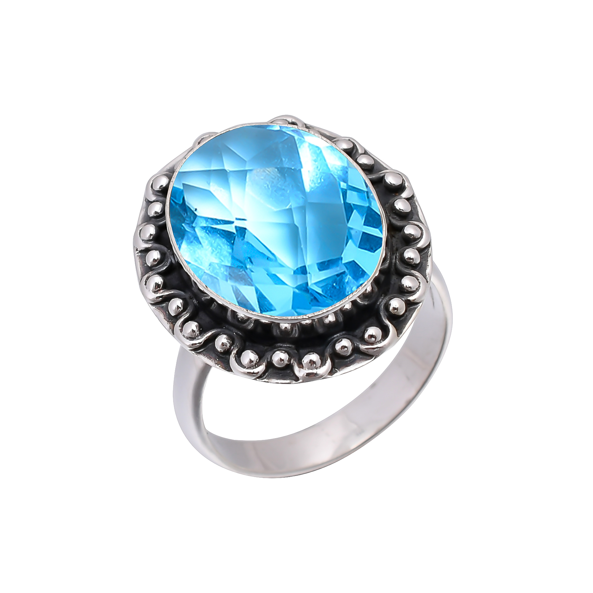 Blue Topaz - Simulated 925 Sterling Silver Ring