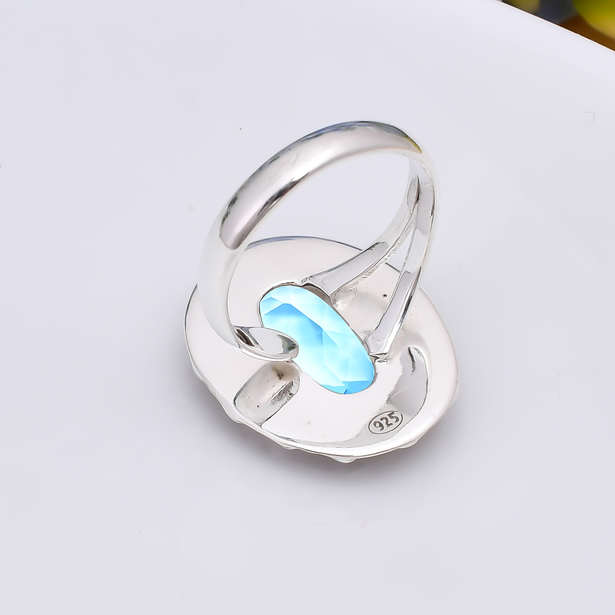Blue Topaz - Simulated 925 Sterling Silver Ring