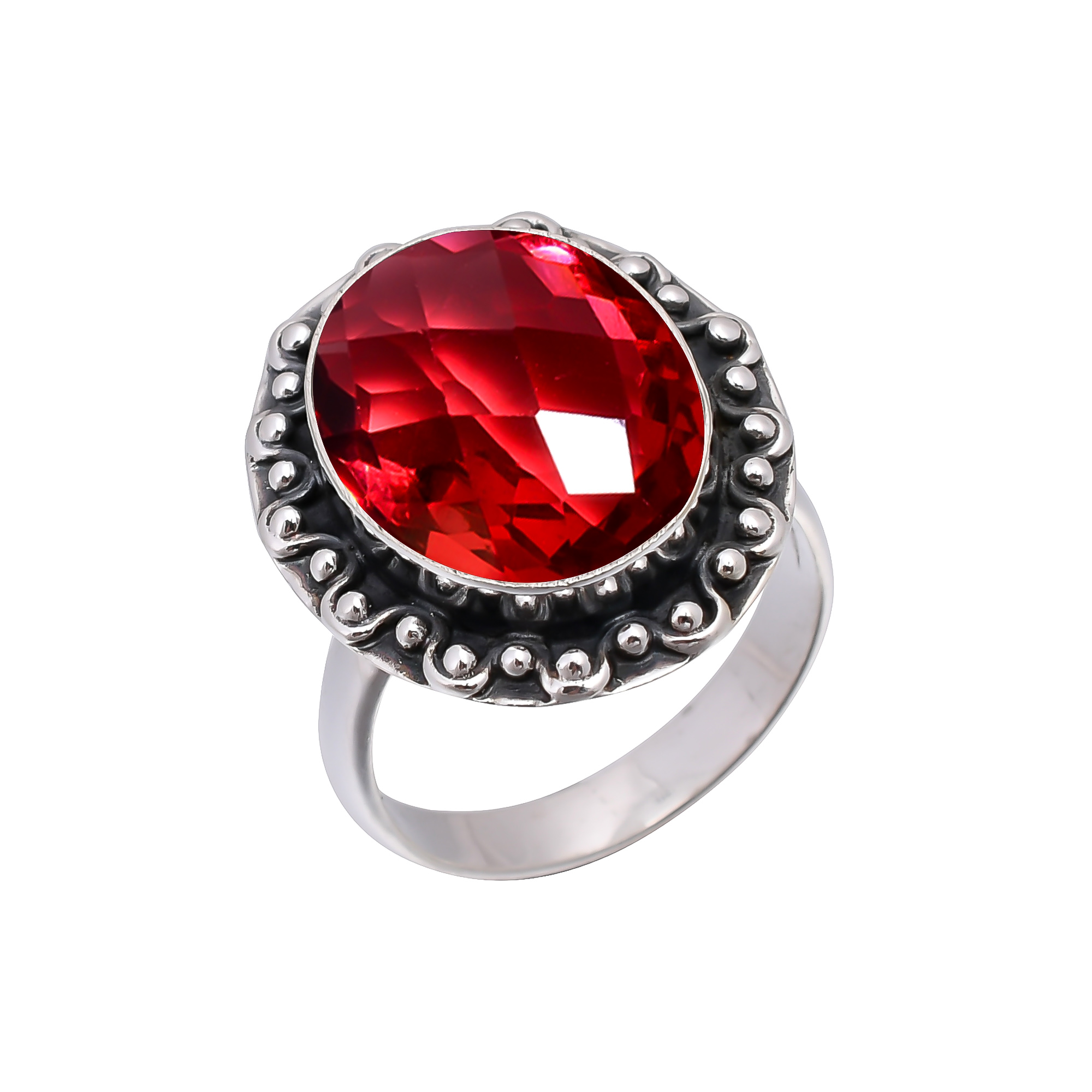 Pink Rubellite Tourmaline - Simulated 925 Sterling Silver Ring