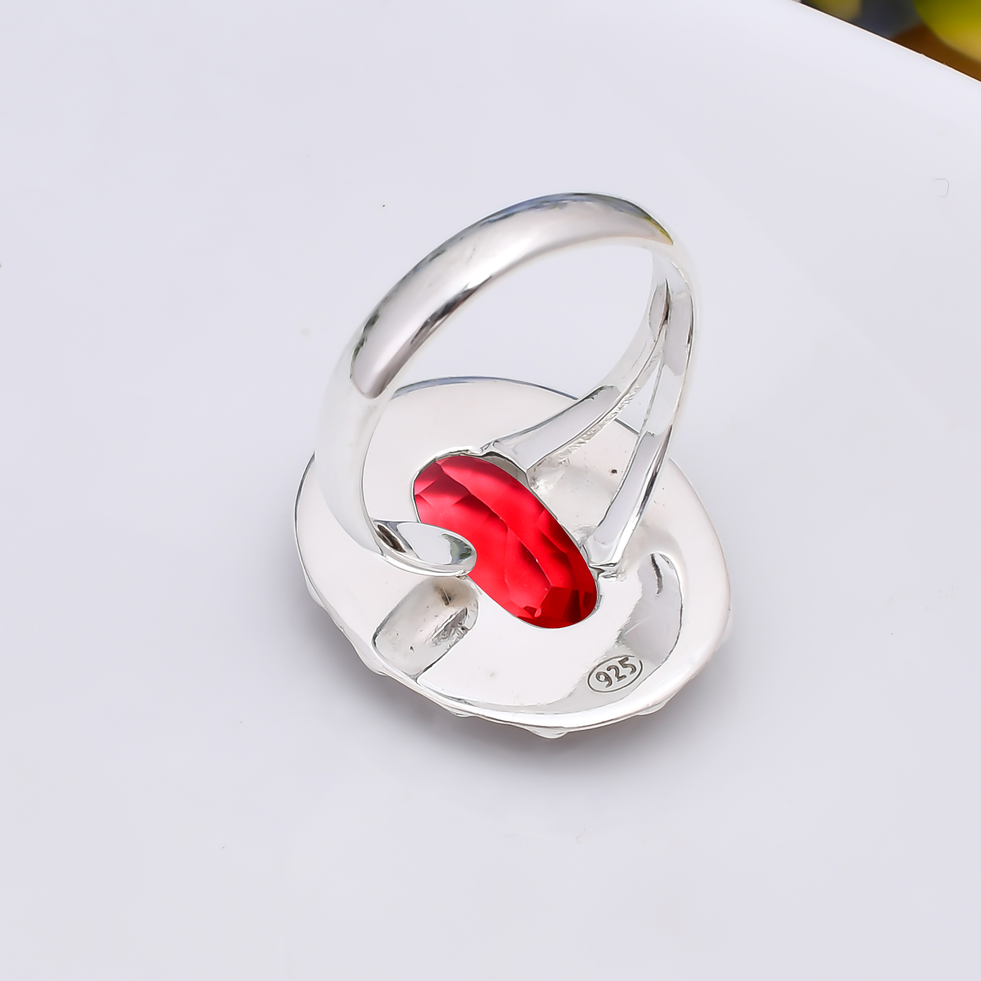 Pink Rubellite Tourmaline - Simulated 925 Sterling Silver Ring