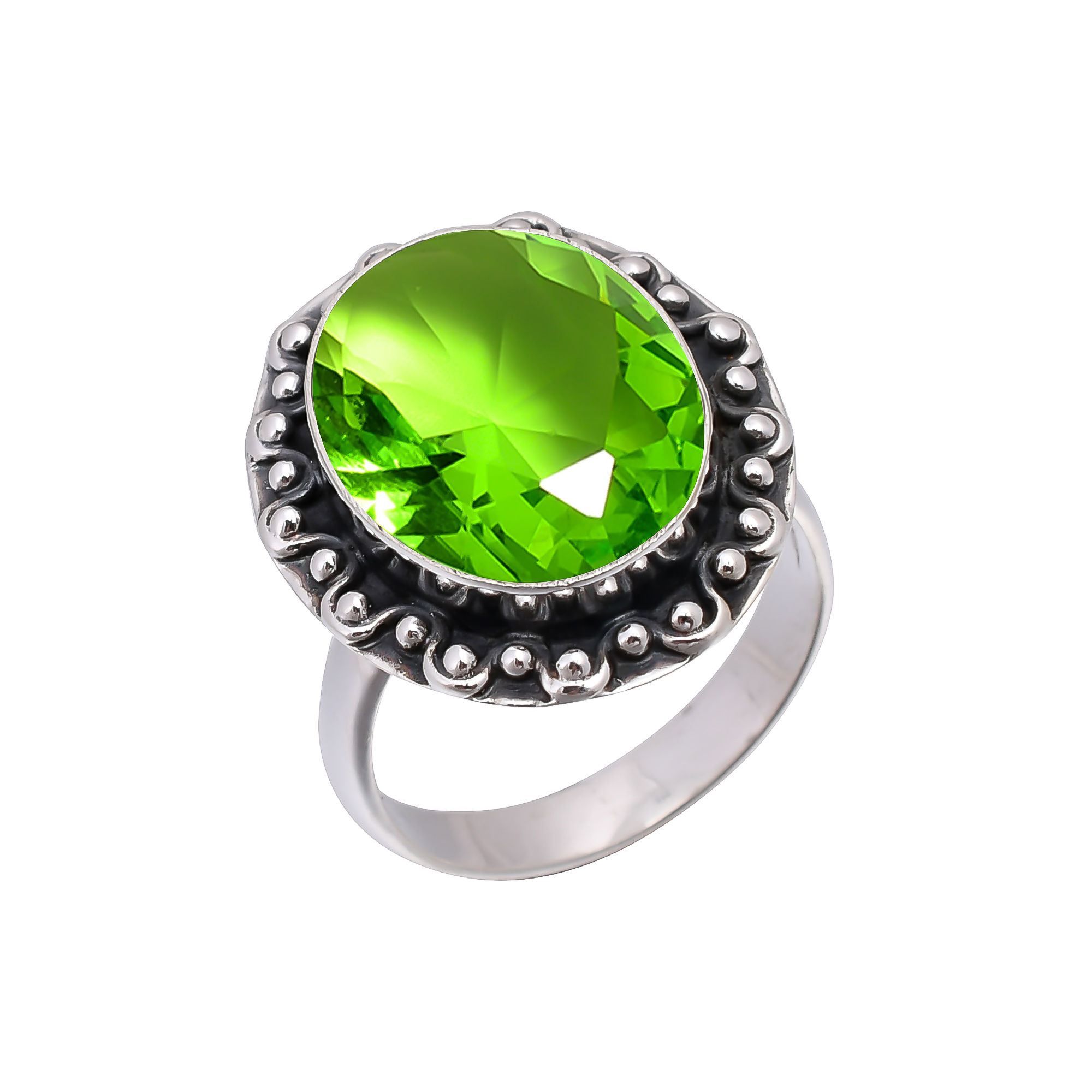 Peridot - Simulated 925 Sterling Silver Ring