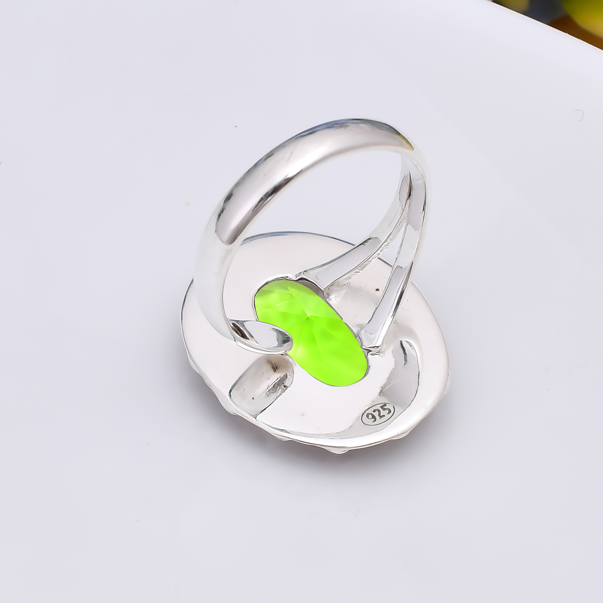 Peridot - Simulated 925 Sterling Silver Ring