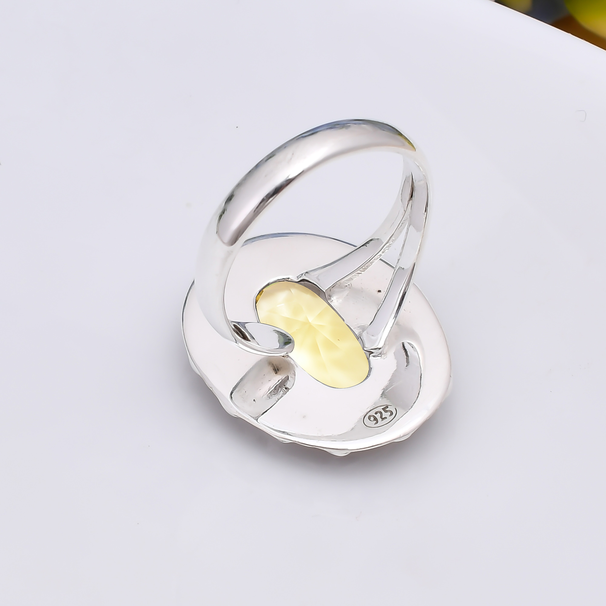 Lemon Quartz - Simulated 925 Sterling Silver Ring