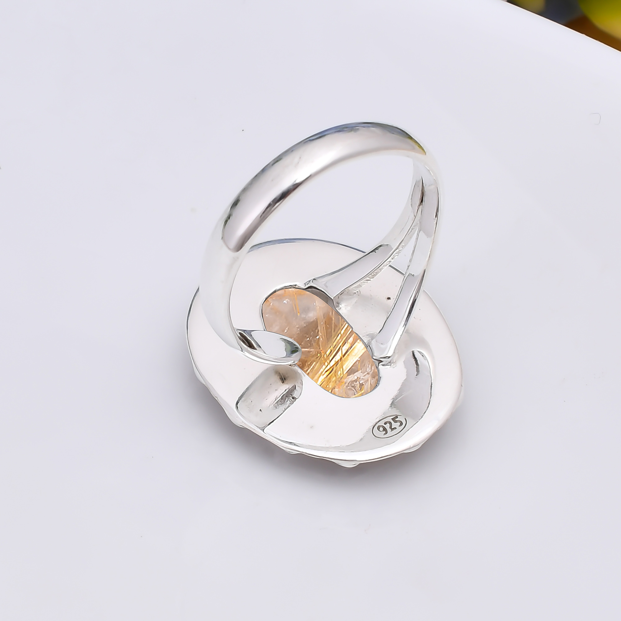 Golden Rutilated Quartz - Brazil 925 Sterling Silver Ring
