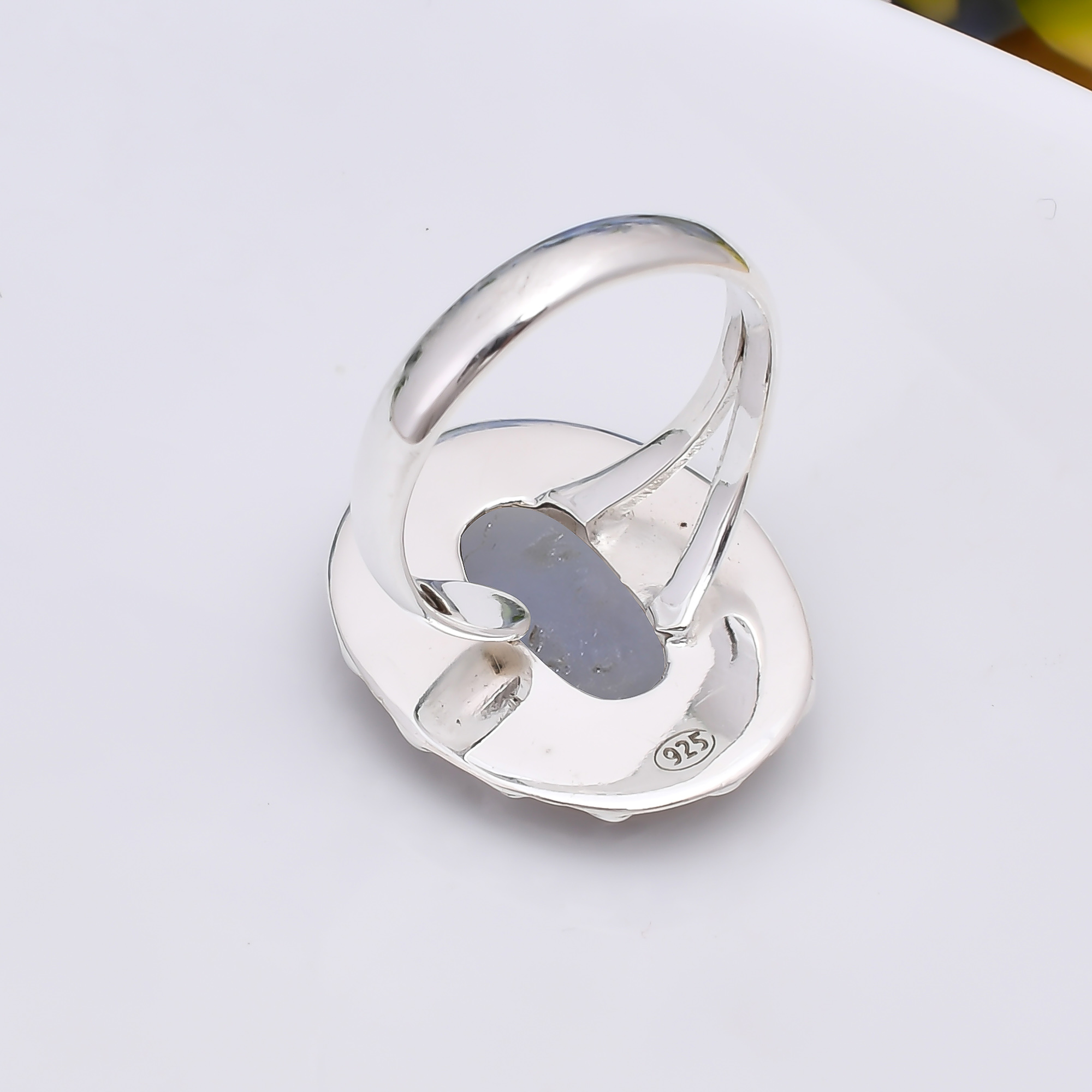 Silver Titanium Agate Drusy 925 Sterling Silver Ring