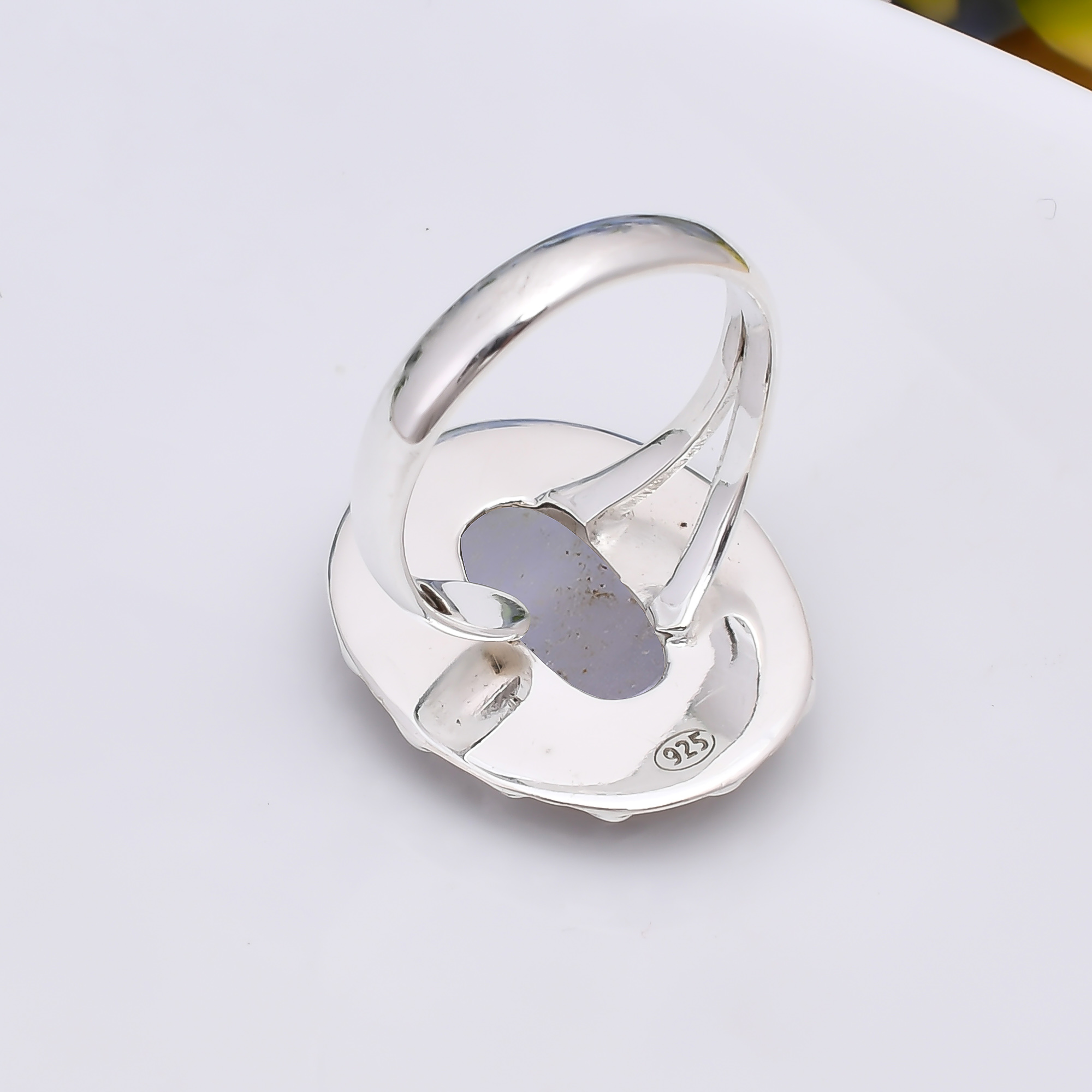 Golden Titanium Agate Drusy 925 Sterling Silver Ring