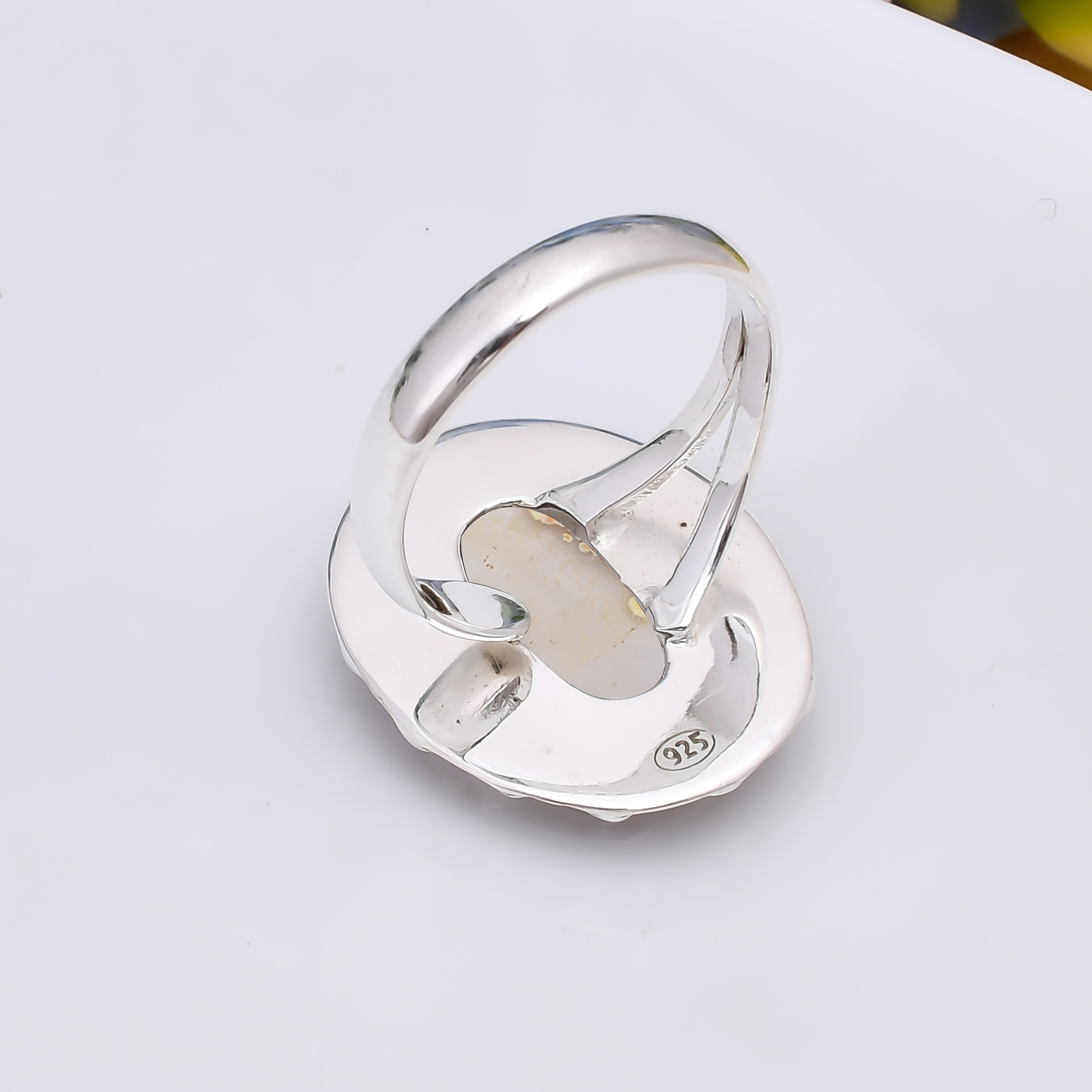 Electric Blue Titanium Agate Drusy 925 Sterling Silver Ring