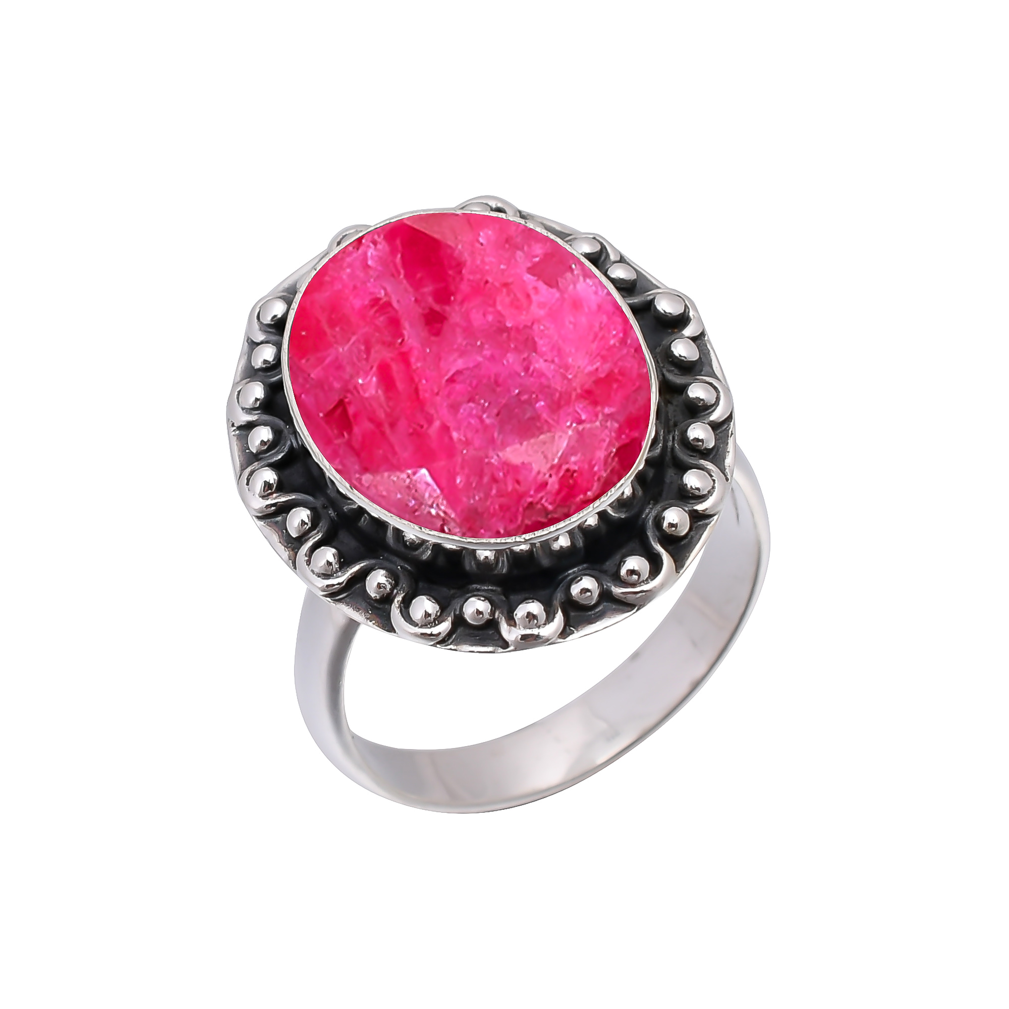 Ruby - Dyed Quartz 925 Sterling Silver Ring